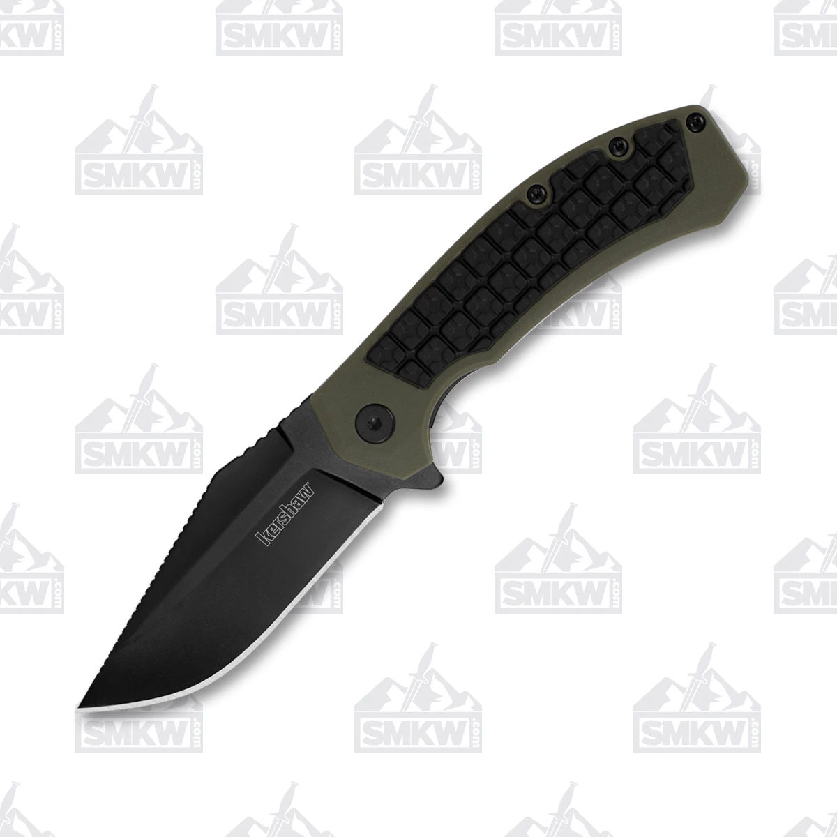 Kershaw Faultline Folding Knife OD Green GFN 3in Black Oxide Clip Point KS8760 View 3