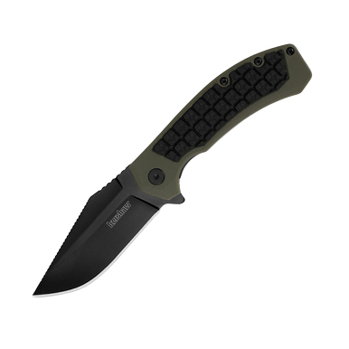 Kershaw Faultline Folding Knife OD Green GFN 3in Black Oxide Clip Point View 2