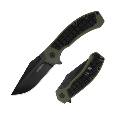 Kershaw Faultline Folding Knife OD Green GFN 3in Black Oxide Clip Point View 1