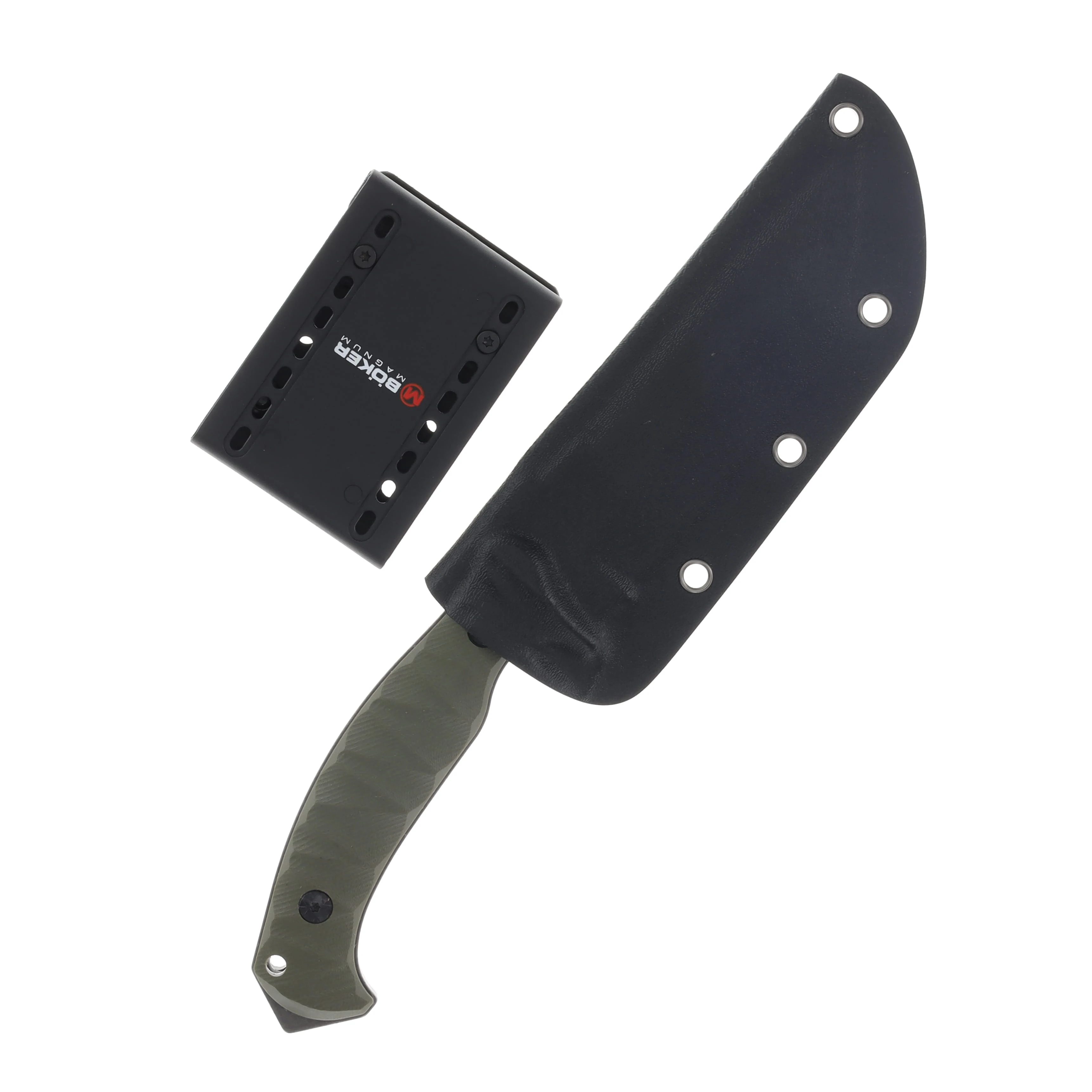 Boker Magnum Persian Fixed Blade Knife Green G10 4.72in Stonewash Drop Point BK02LG115 View 3