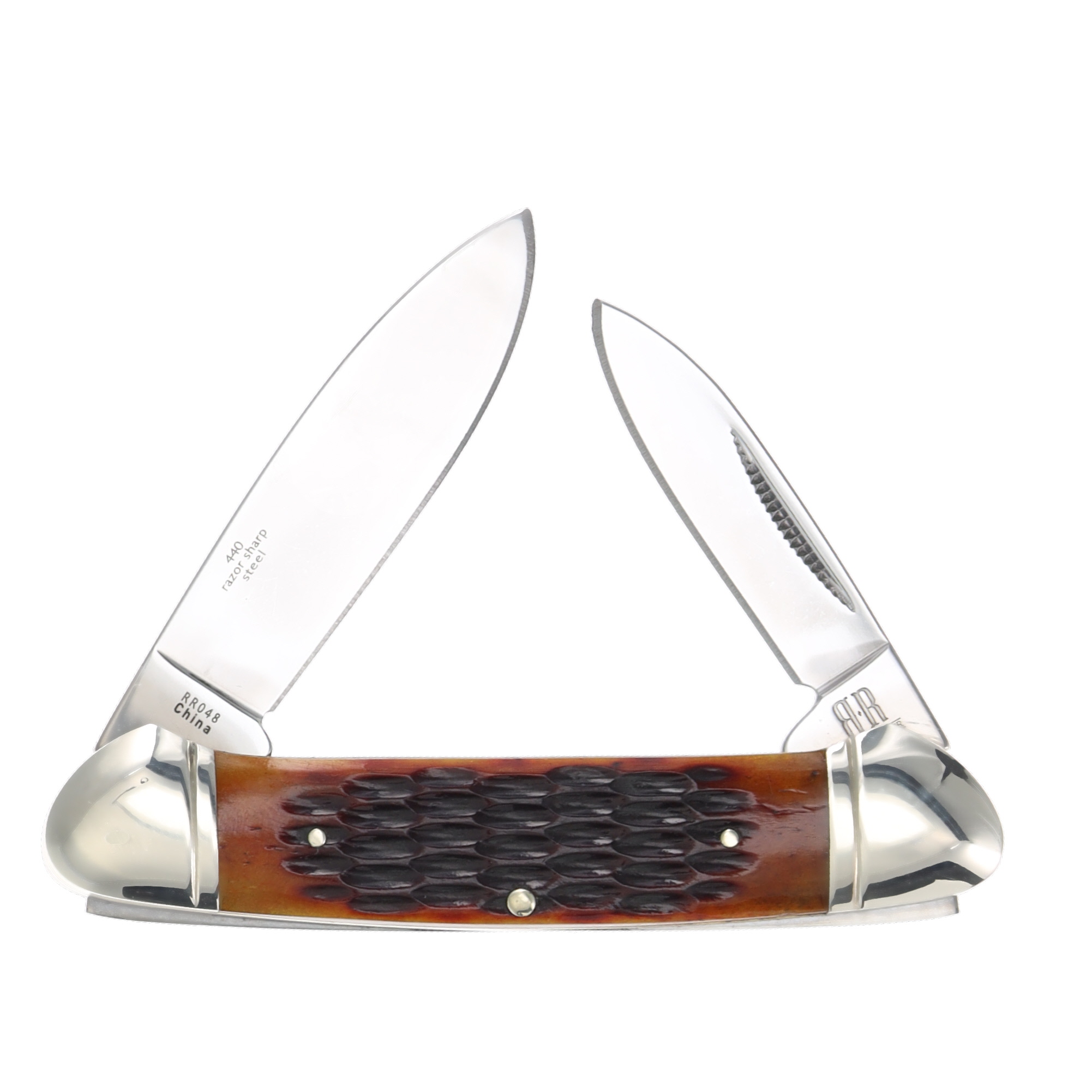 Rough Ryder Amber Jigged Bone Canoe Folding Knife RR048 View 2