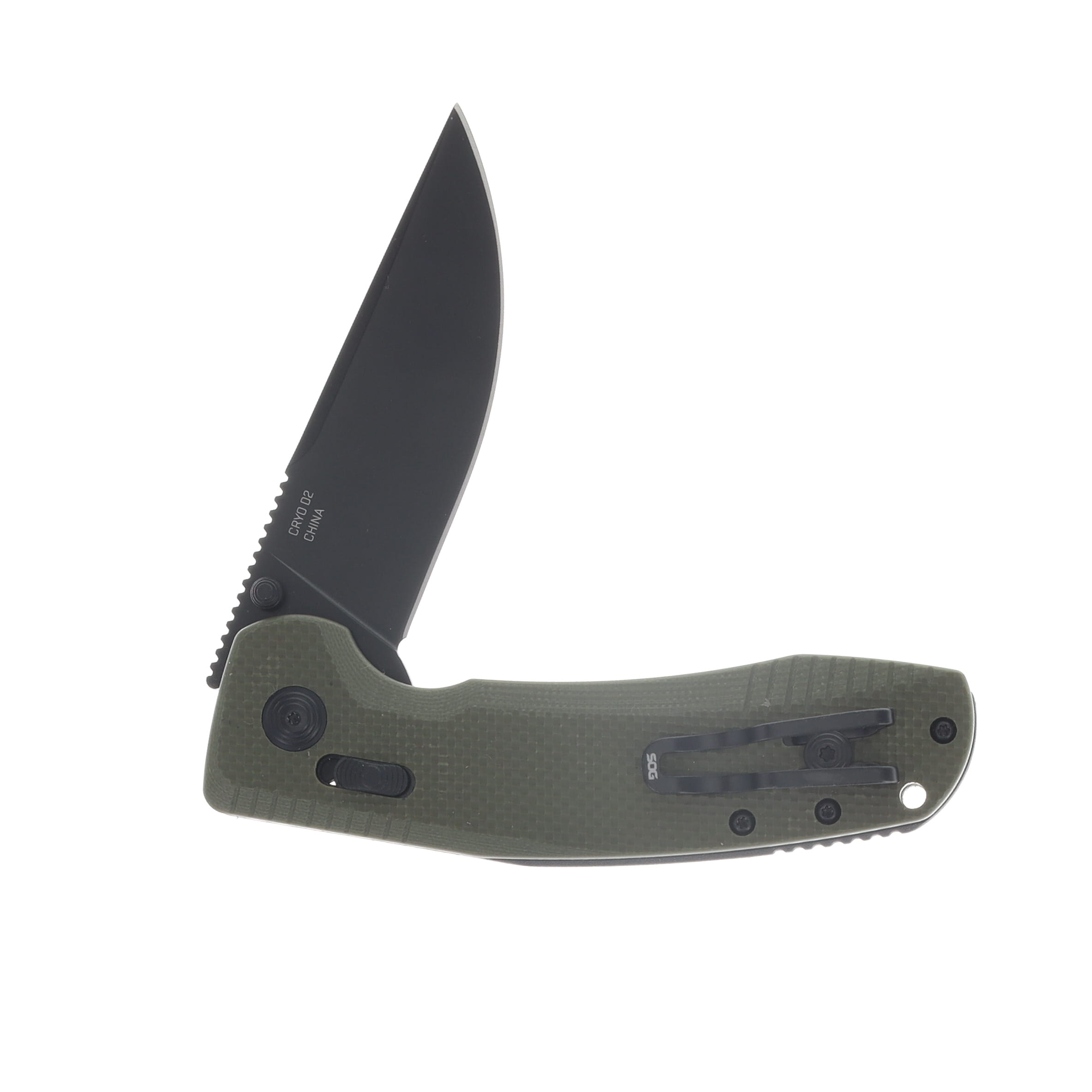 SOG TAC XR Folding Knife OD Green 3.39in Plain Black Clip Point SOG-12-38-02-41 View 4