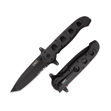 CRKT Carson M16 Special Forces Linerlock Folding Knife (Black, Partially Serrated) View 1
