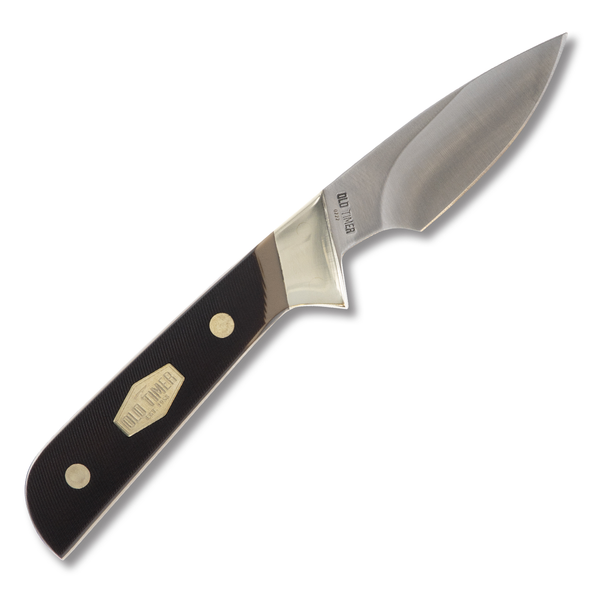 Old Timer Brown Sawcut Composition Little Finger Fixed Blade Knife