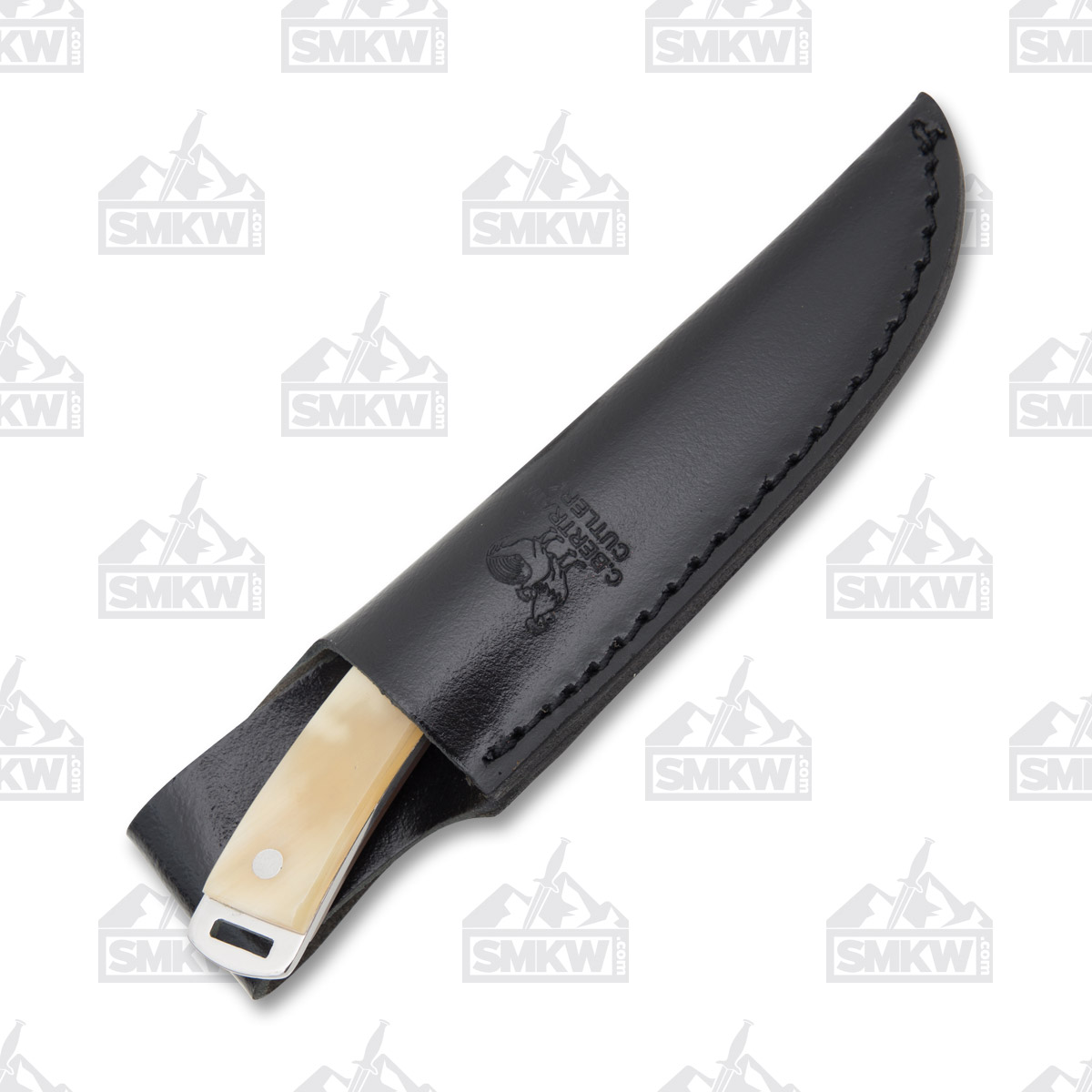 Hen & Rooster Hunter Ox Horn 3.25in Plain Mirror Polished Drop Point HR5019OX View 2