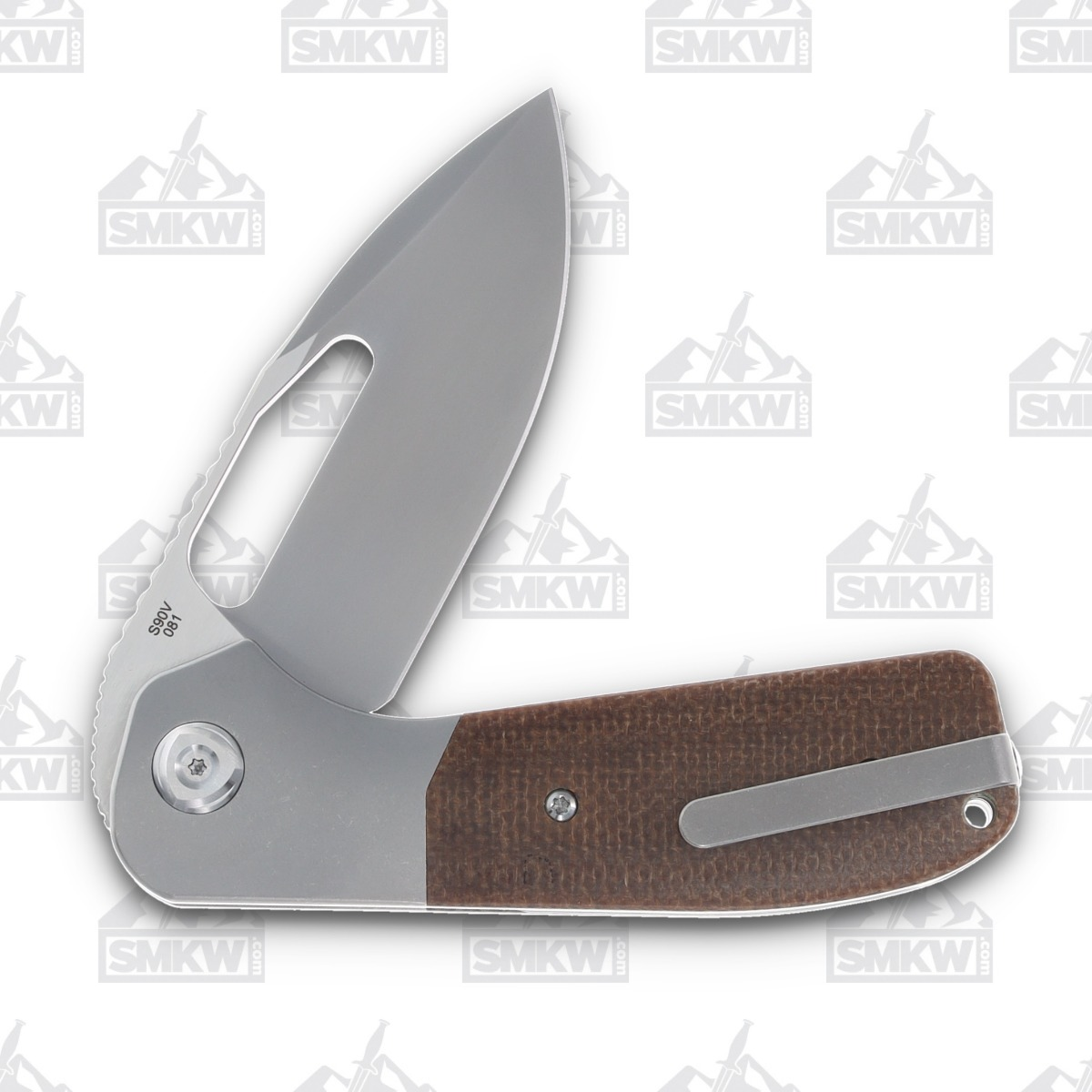 Liong Mah Design Field Duty 3.5 Linerlock Folding Knife (Brown Burlap Micarta) LMFD35WBBM View 3