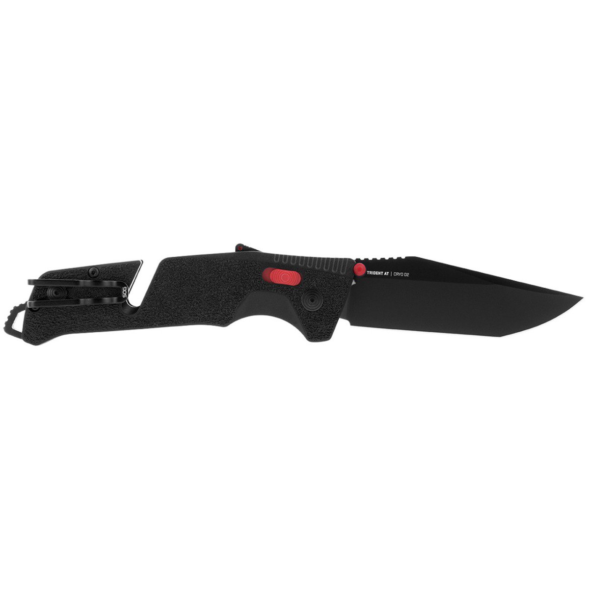 SOG Trident AT Black and Red 3.7 Inch Plain Black TiNi Tanto SOG11120441 View 1