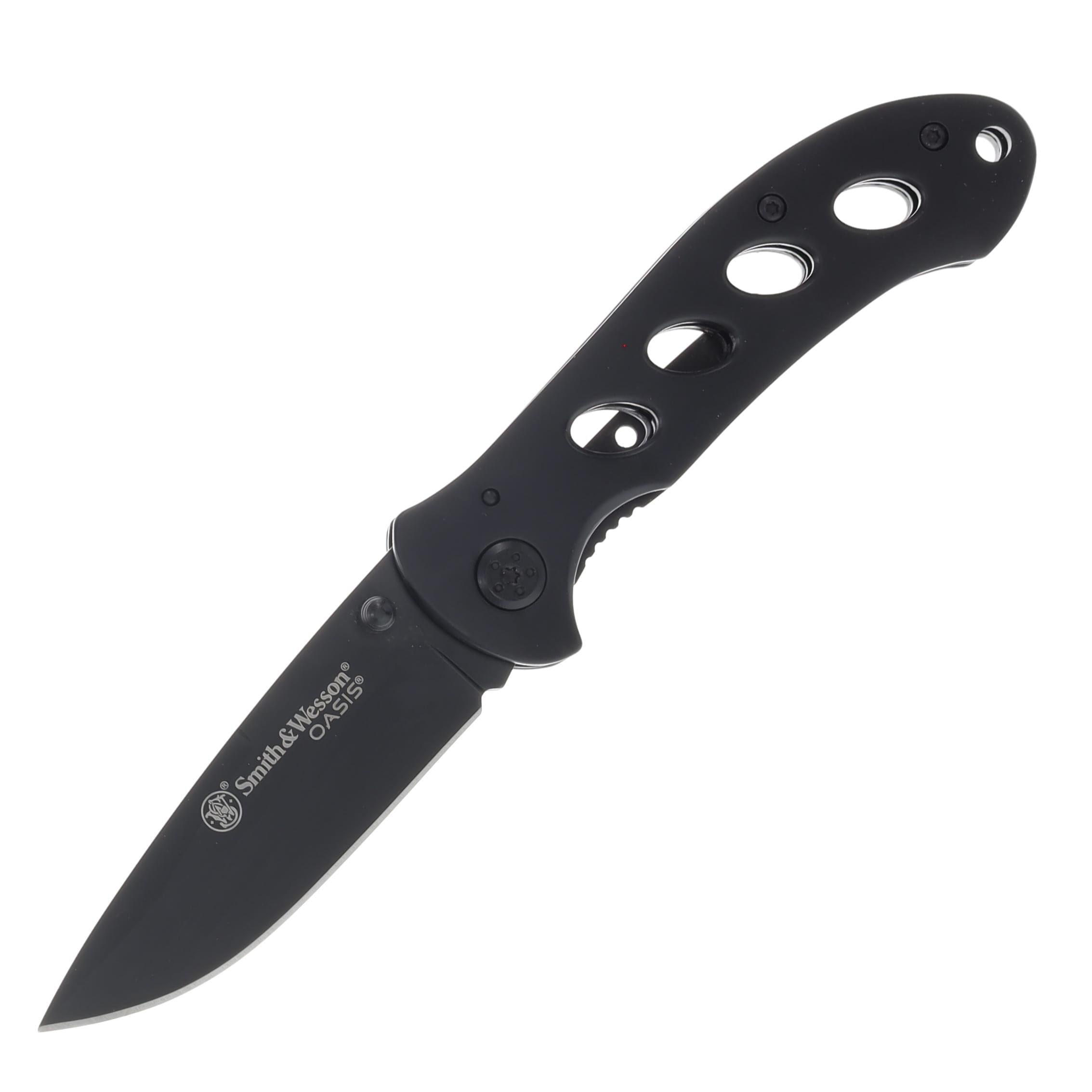 Smith and Wesson Oasis Folding Knife Black 3.2in Plain Drop Point Blade SW423B View 1