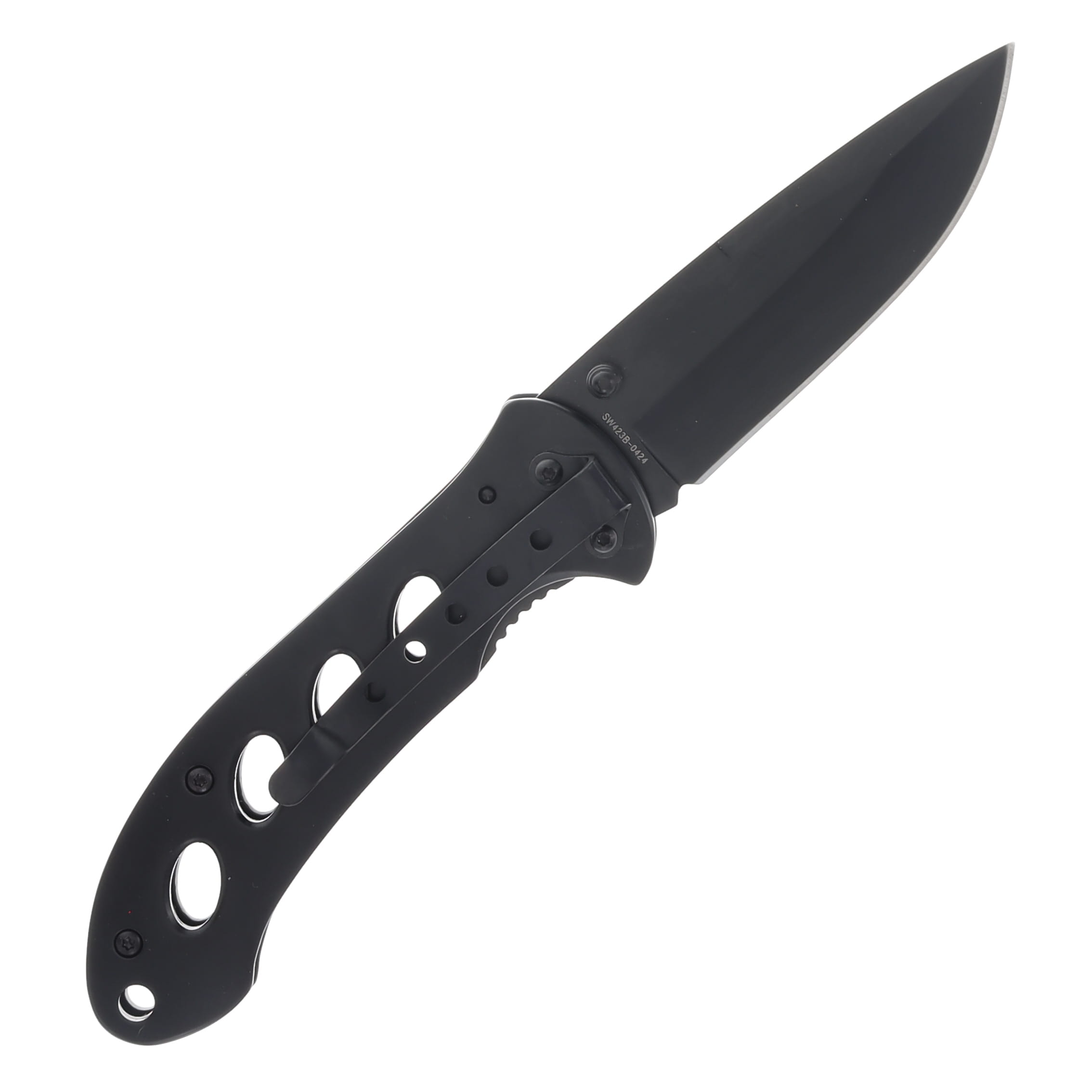 Smith and Wesson Oasis Folding Knife Black 3.2in Plain Drop Point Blade SW423B View 2