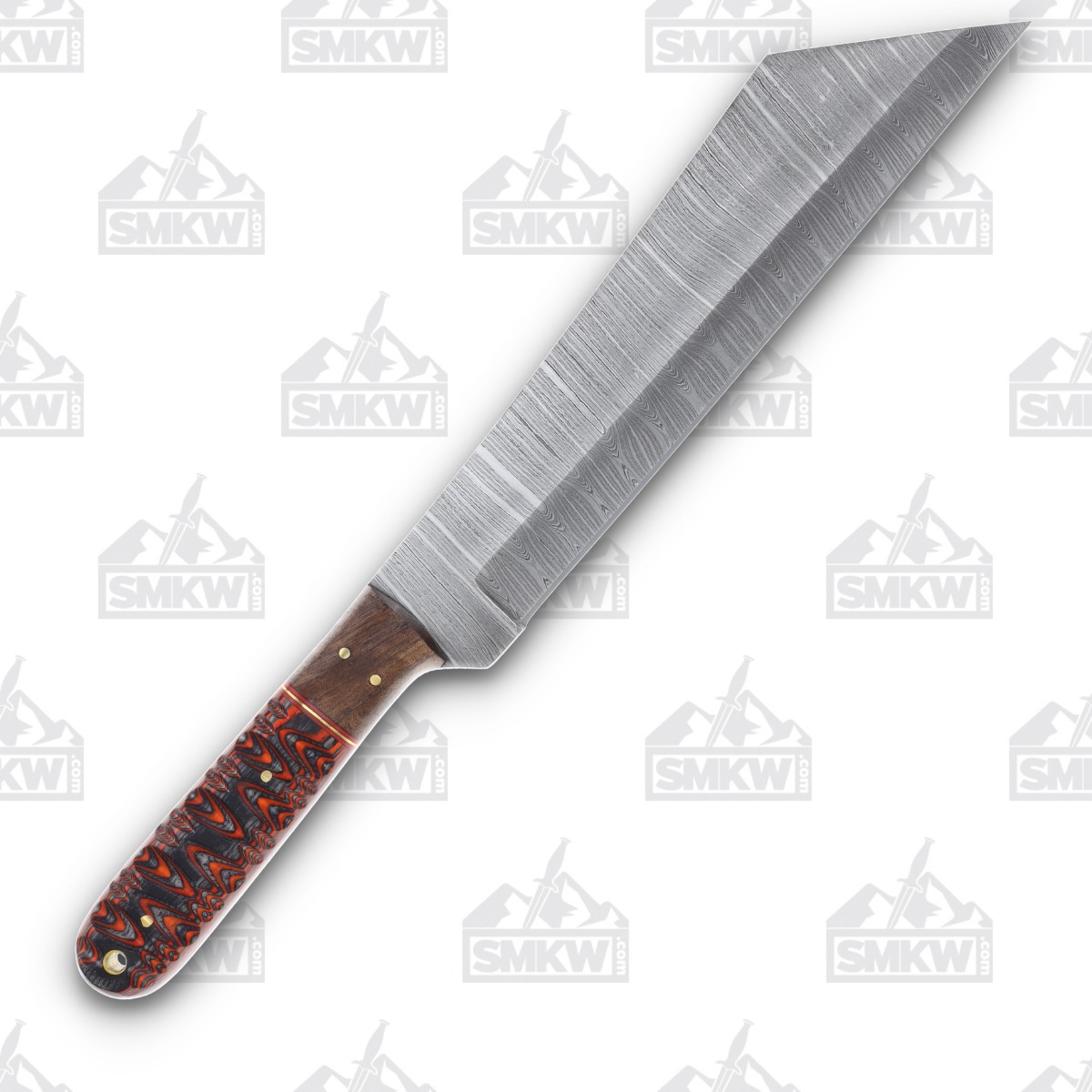 SZCO Supplies Smokewood Seax Fixed Blade Knife 8.75in Damascus Blade DM1368RD View 2