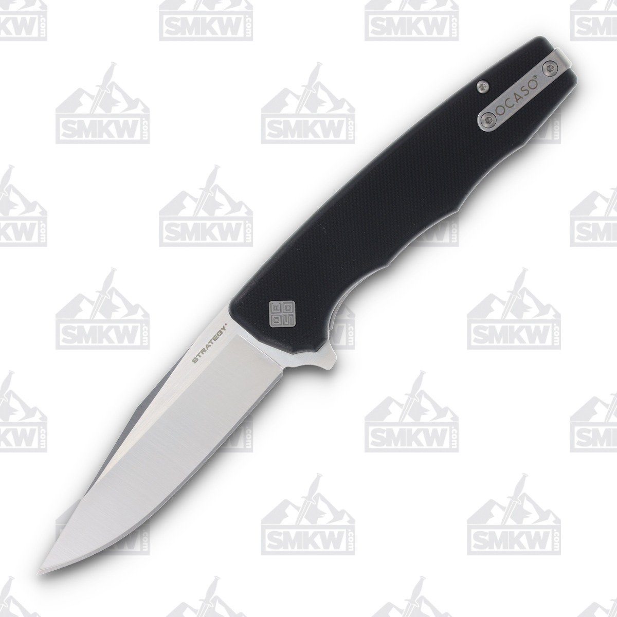 Ocaso Knives Strategy Black Folding Knife 3.5in Satin Clip Point Blade 29BGD View 1