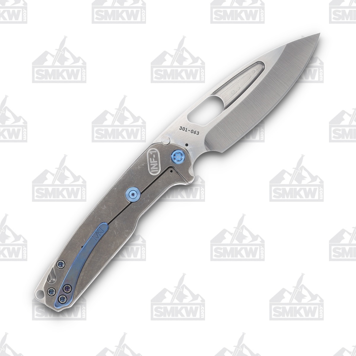Medford Infraction Folding Knife Tumbled Second Amendment Titanium with Blue Hardware MK0314TQ-01TM-T2C2-BN View 2