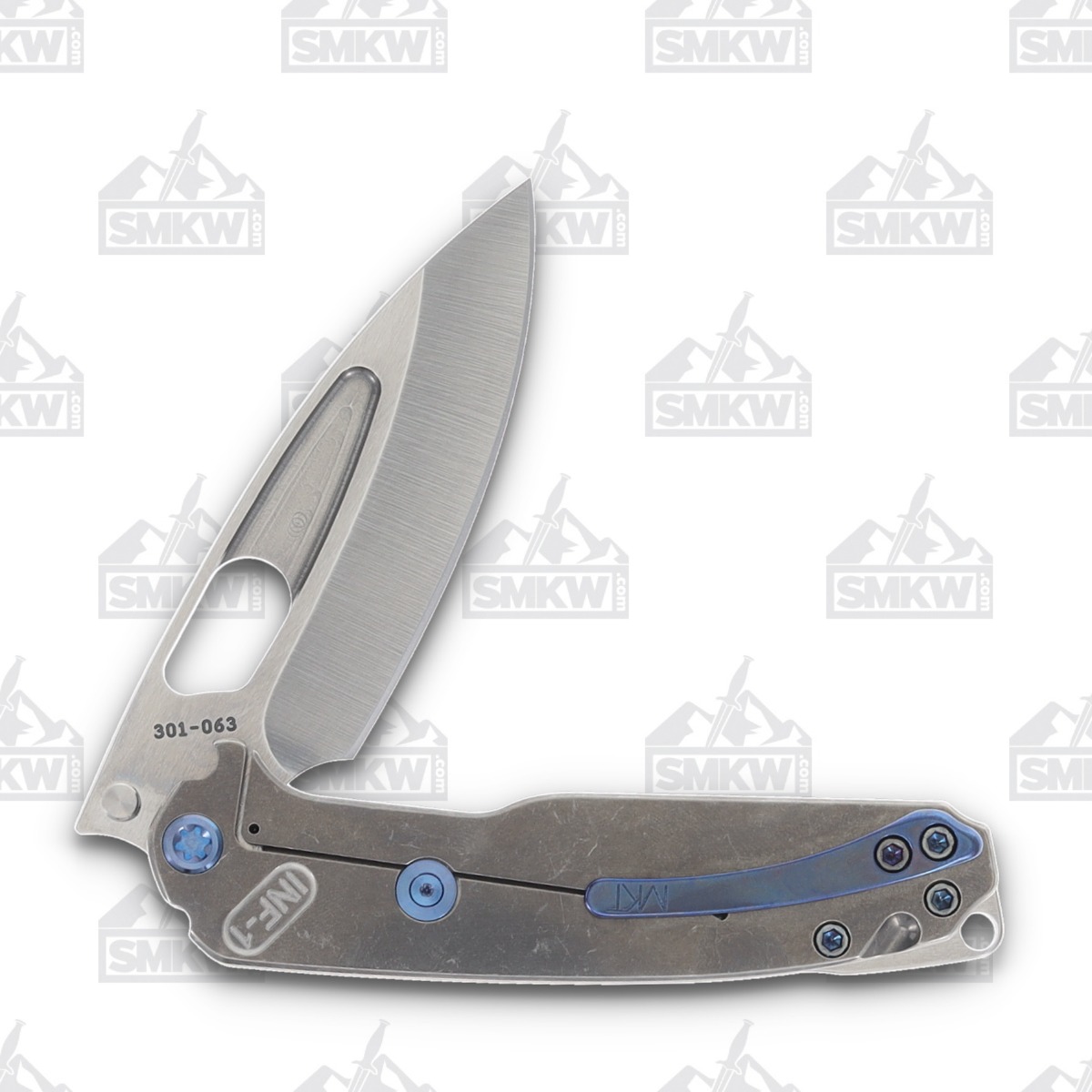 Medford Infraction Folding Knife Tumbled Second Amendment Titanium with Blue Hardware MK0314TQ-01TM-T2C2-BN View 4