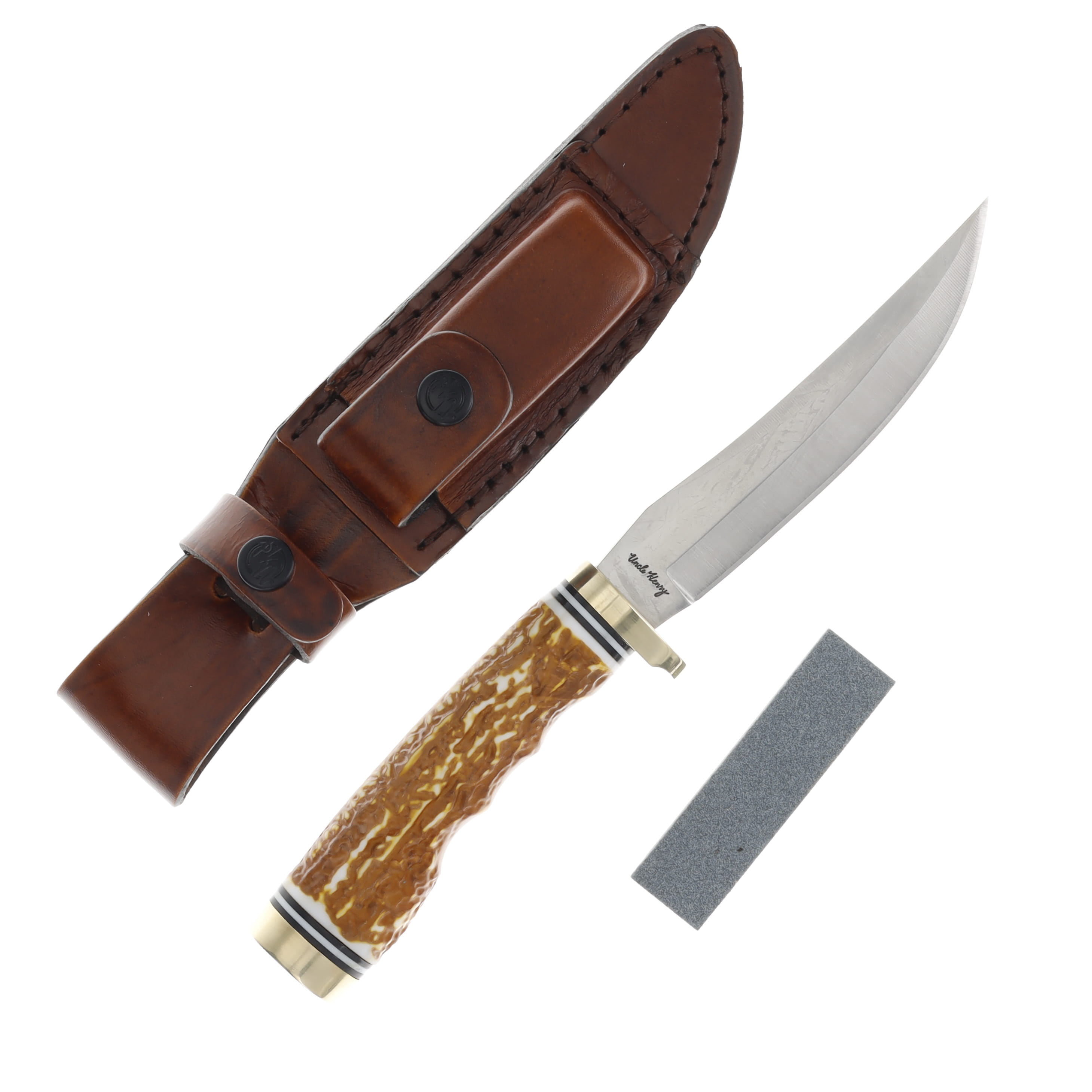 Uncle Henry Golden Spike Staglon 5 Inch Plain Satin Clip Point 1100086 View 1