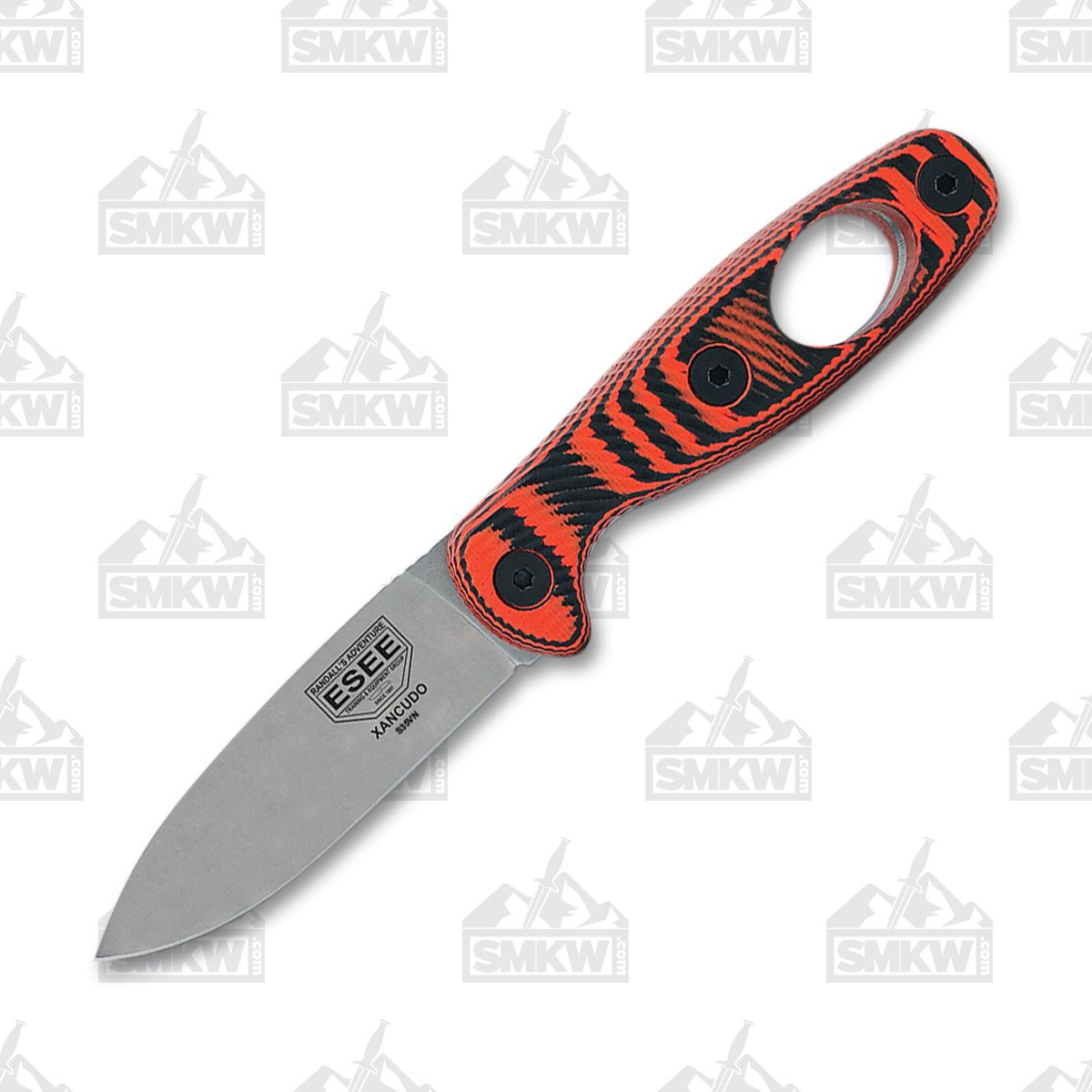 ESEE Xancudo Fixed Blade Knife Orange and Black G-10 with Carabiner Hole ESEEXAN1006 View 1