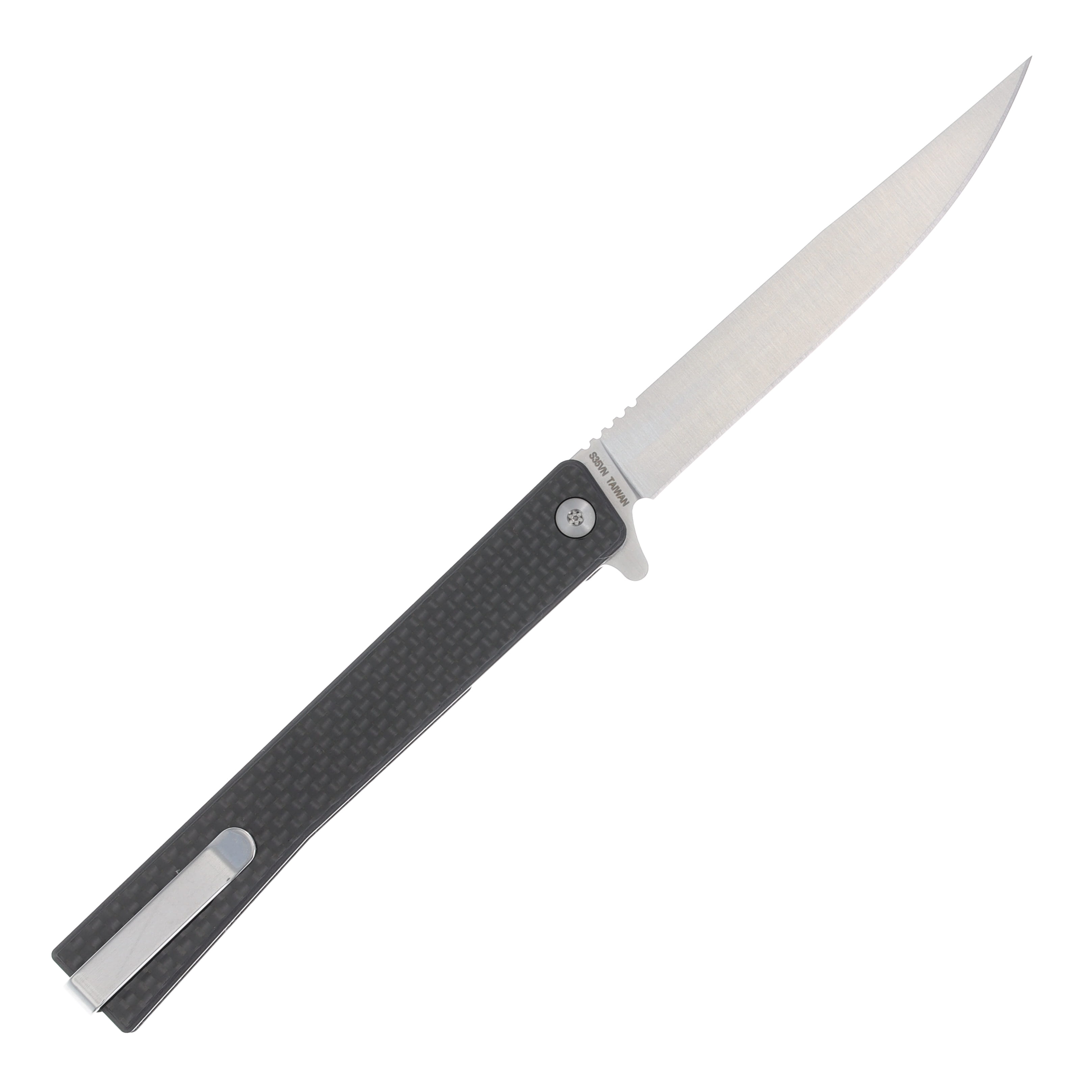 Ocaso Knives Solstice Demko Linerlock Folding Knife (Satin, Carbon Fiber) 10CFS View 2