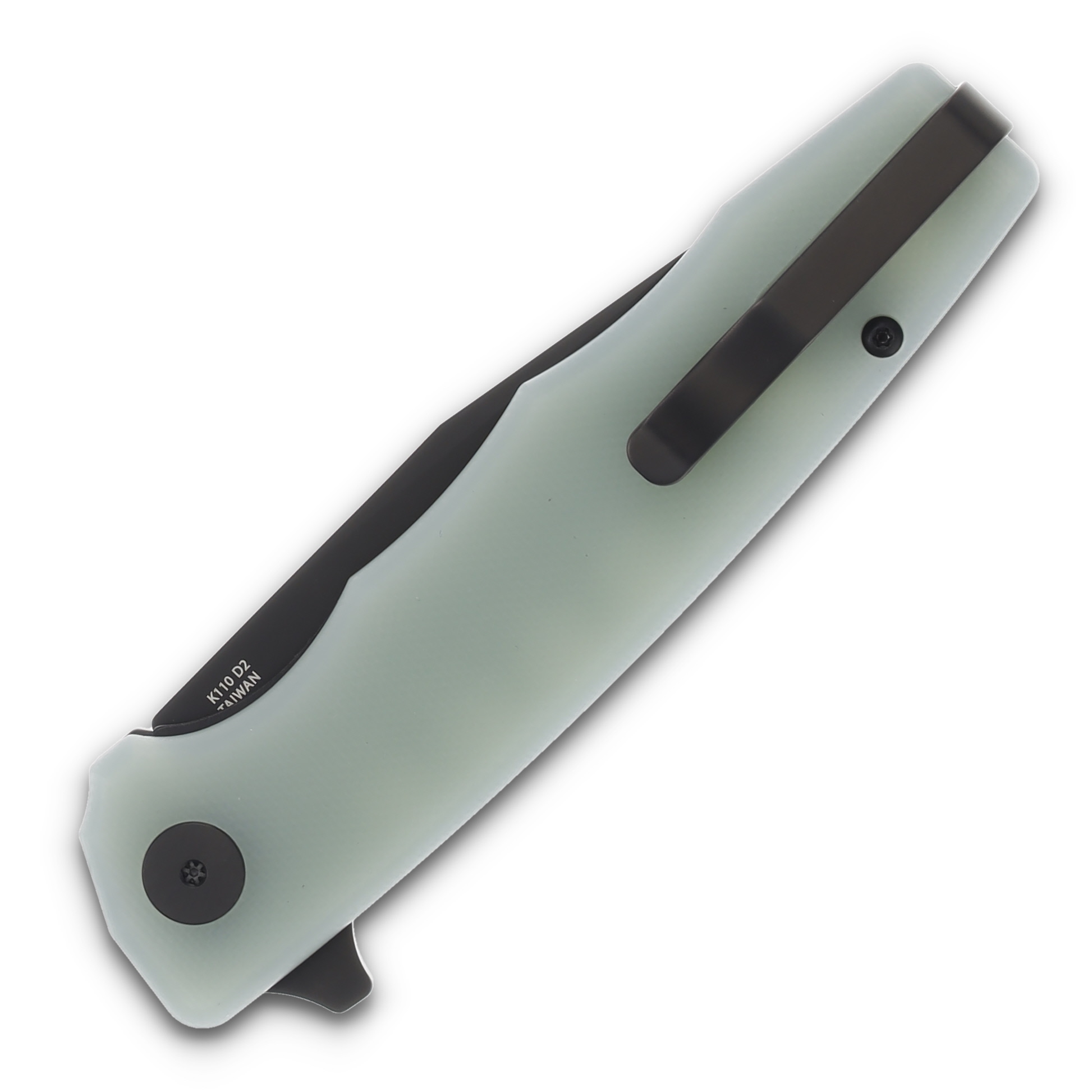 Ocaso Knives Strategy Linerlock Folding Knife (Black PVD, Jade G-10) 29JGB View 4