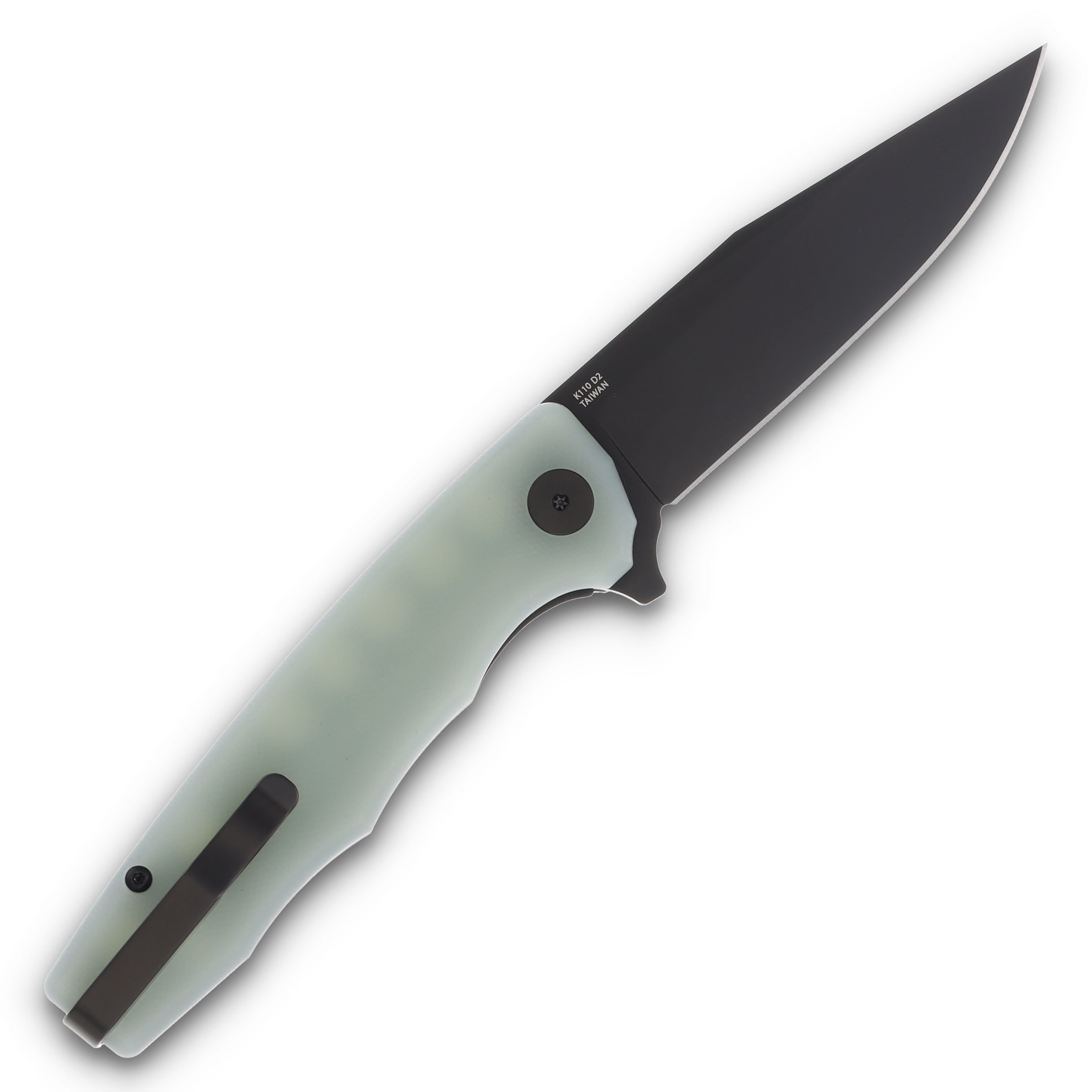 Ocaso Knives Strategy Linerlock Folding Knife (Black PVD, Jade G-10) 29JGB View 2
