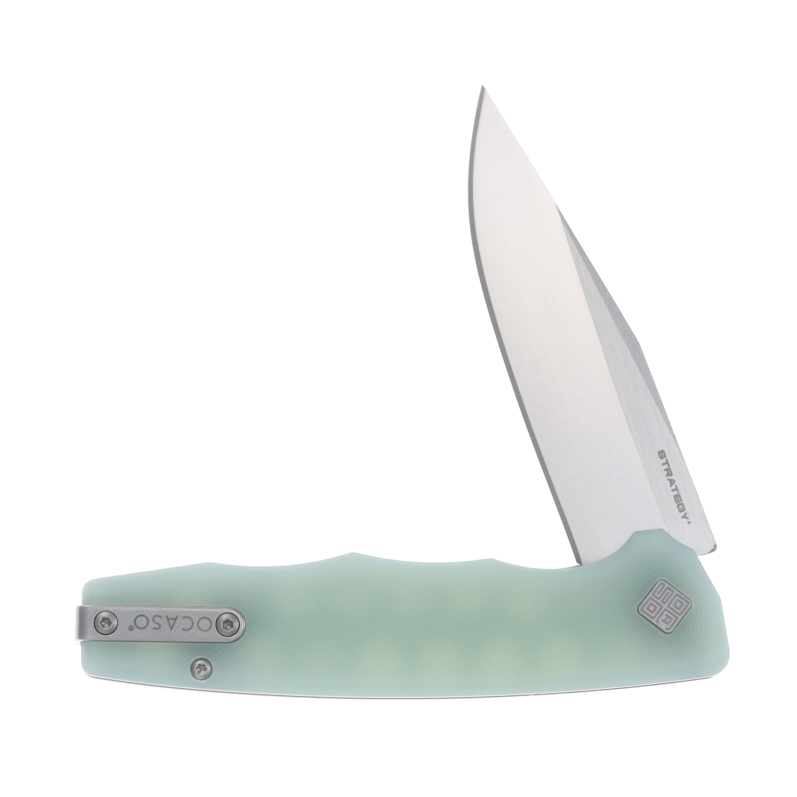 Ocaso Knives Strategy Linerlock Folding Knife (Satin, Jade G-10) 29JGD View 3
