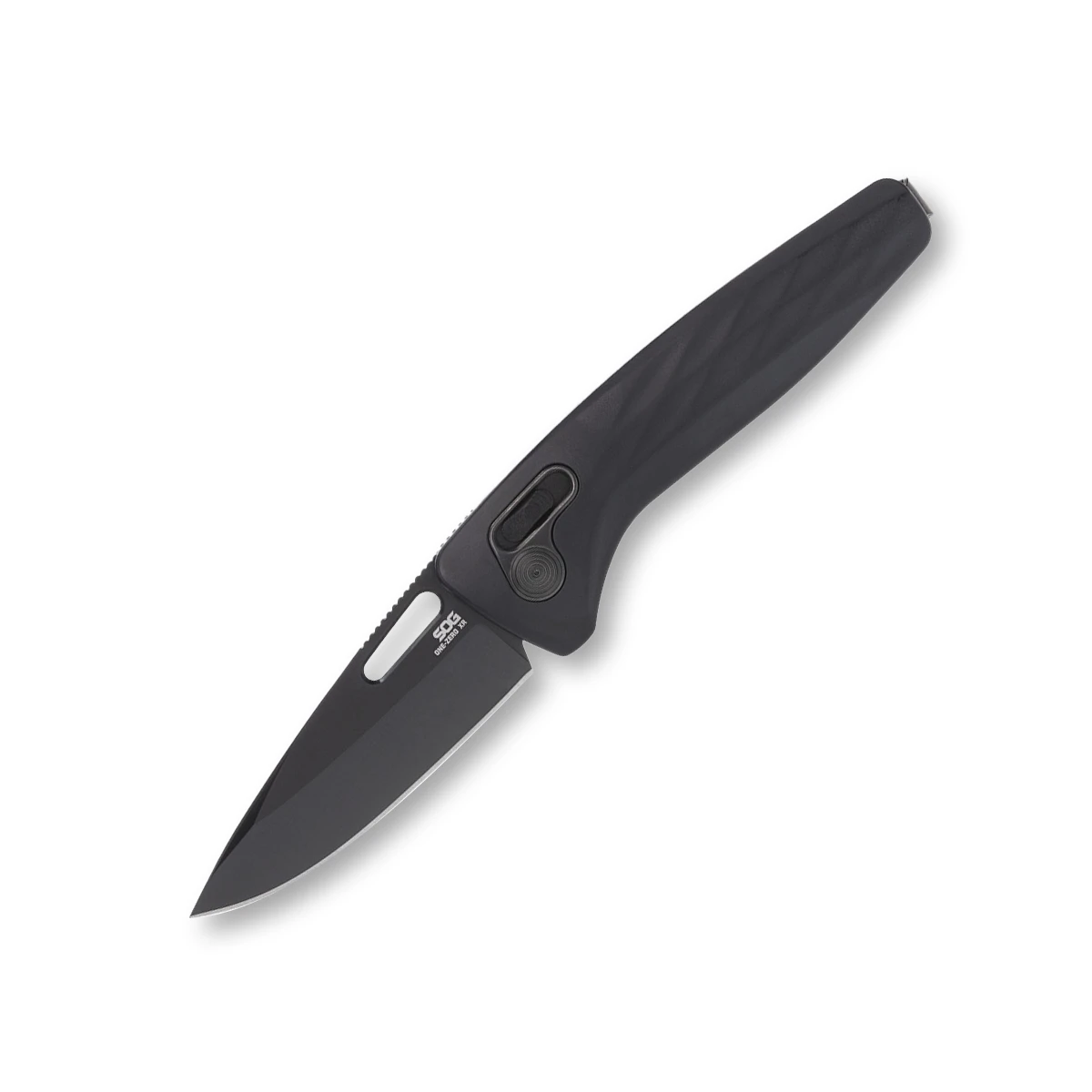 SOG One Zero XR Folding Knife 3.11 Inch Plain Black TiNi Drop Point SOG12730357 View 1