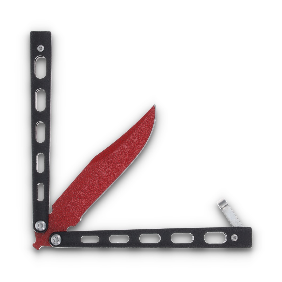 Bear & Son Widow Series 3" Black & Red Butterfly Knife BRW113B View 5