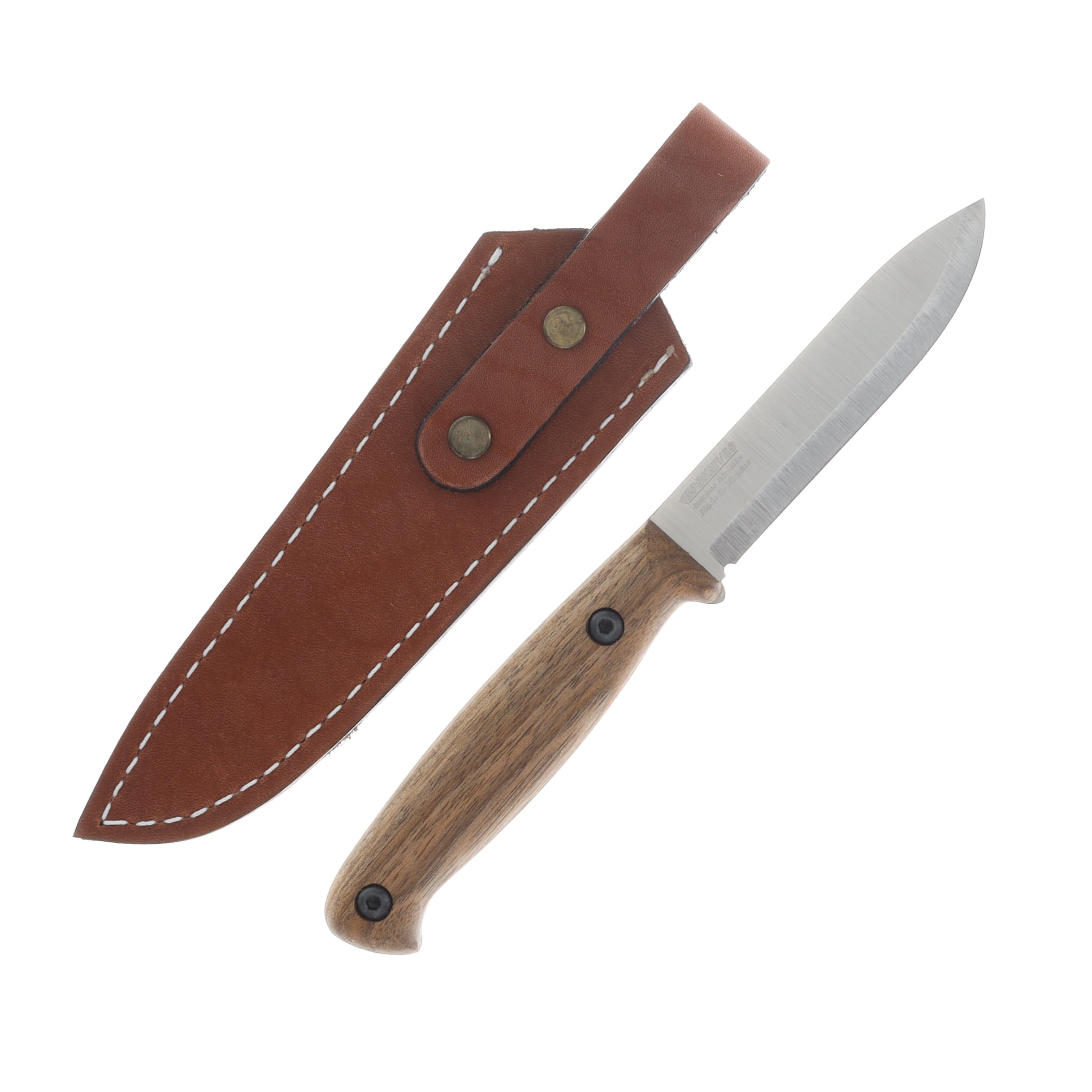 BPS Knives Compact Camping Fixed Blade Knife Walnut Handle 3.63in 5Cr14Mov Drop Point Blade BPSBS01FTSSS View 2