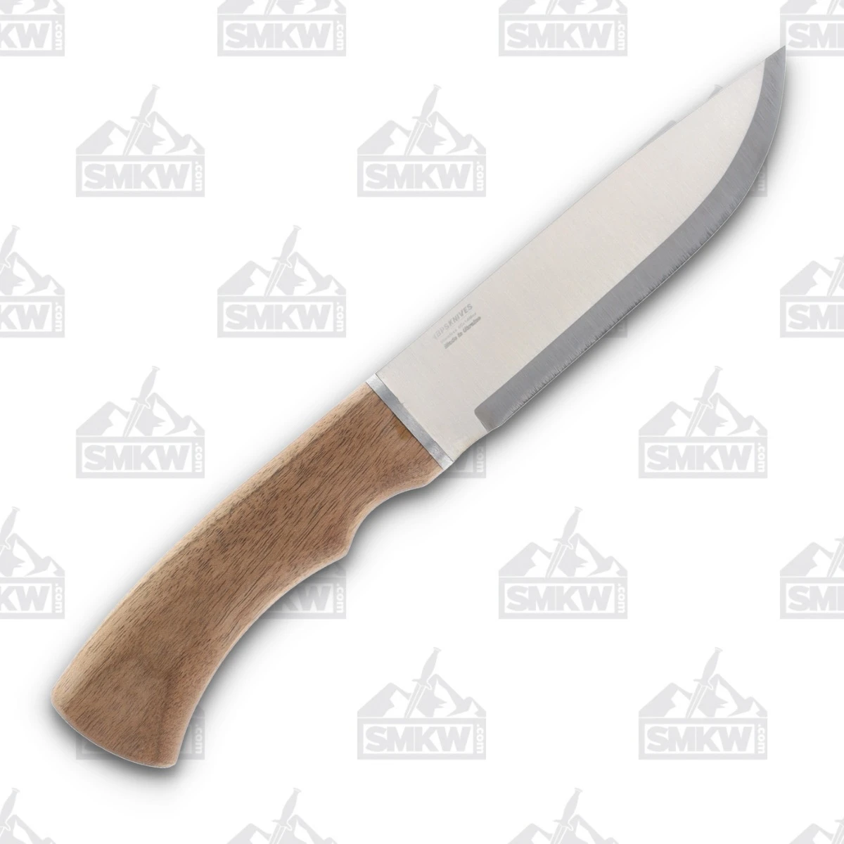 BPS Knives Walnut Camping Fixed Blade Knife 5.1in Plain Drop Point BPSBK06SS View 2