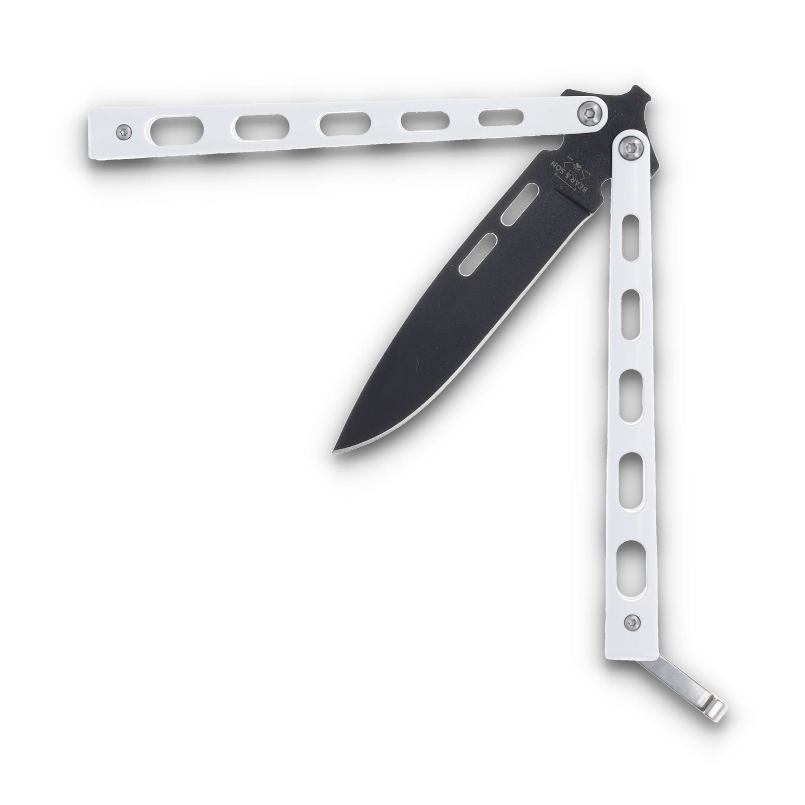Bear & Son Balisong White Clip Point BR115W View 3