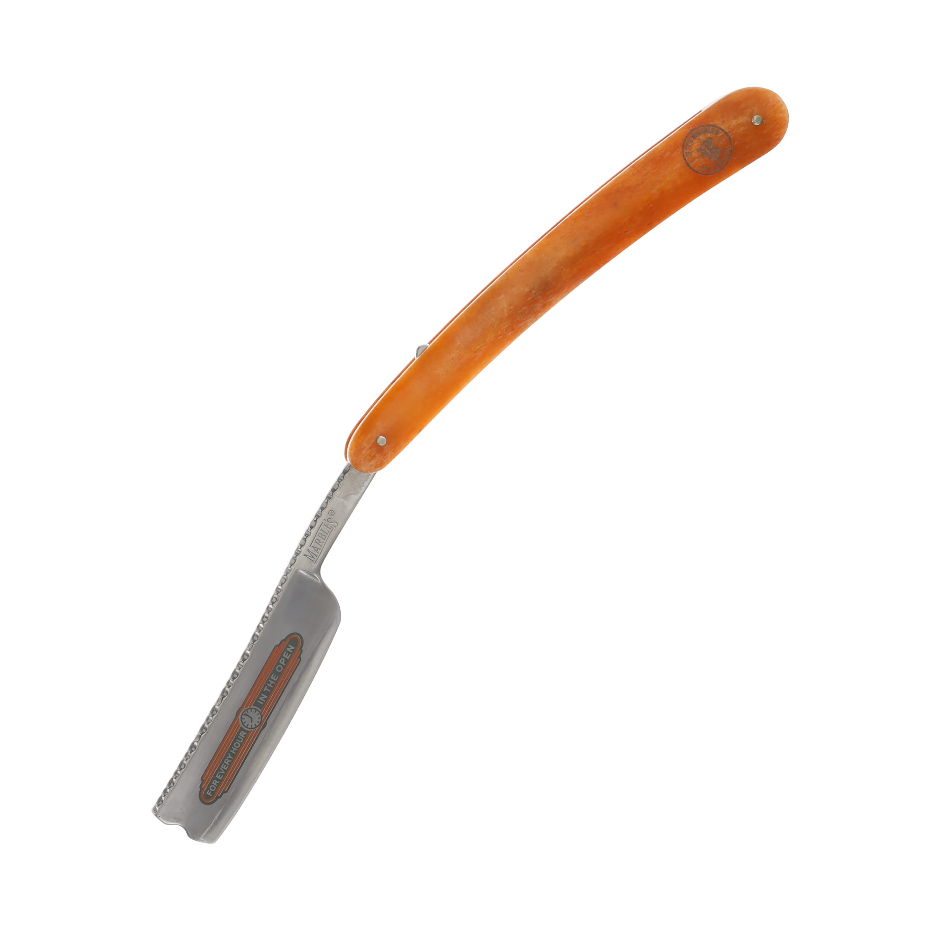 Marbles Orange Smooth Bone 3in Straight Razor Folding Knife MR319 View 1