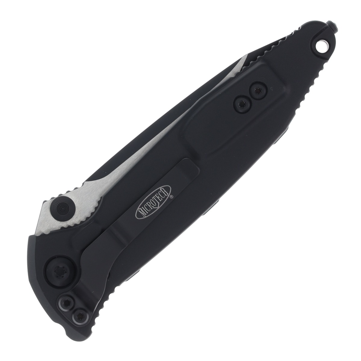 Microtech SOCOM Elite Folding Knife Tactical Black Half Serrated Tanto MT1612T View 3