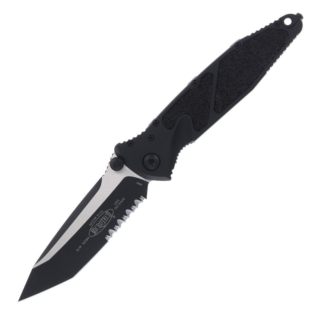 Microtech SOCOM Elite Folding Knife Tactical Black Half Serrated Tanto MT1612T View 1