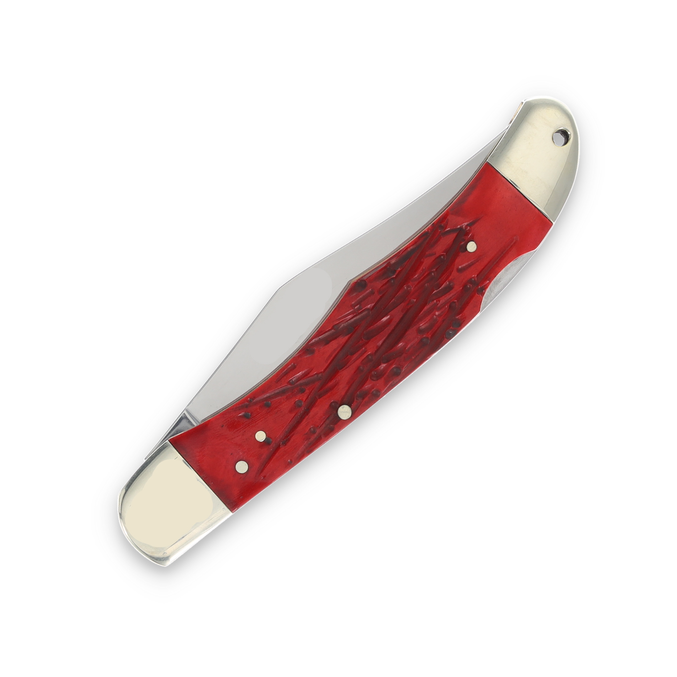 Marbles Red Jigged Bone Hunter 3.5in Satin Clip-Point Folding Knife MR582 View 6