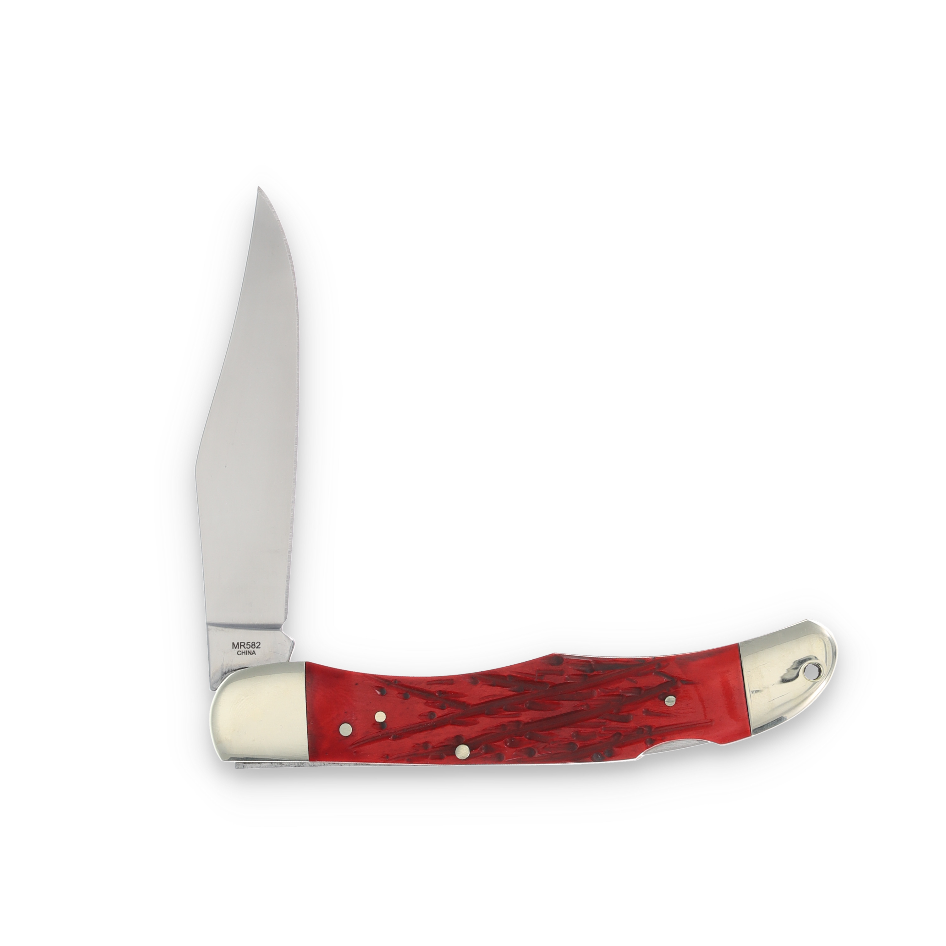 Marbles Red Jigged Bone Hunter 3.5in Satin Clip-Point Folding Knife MR582 View 4