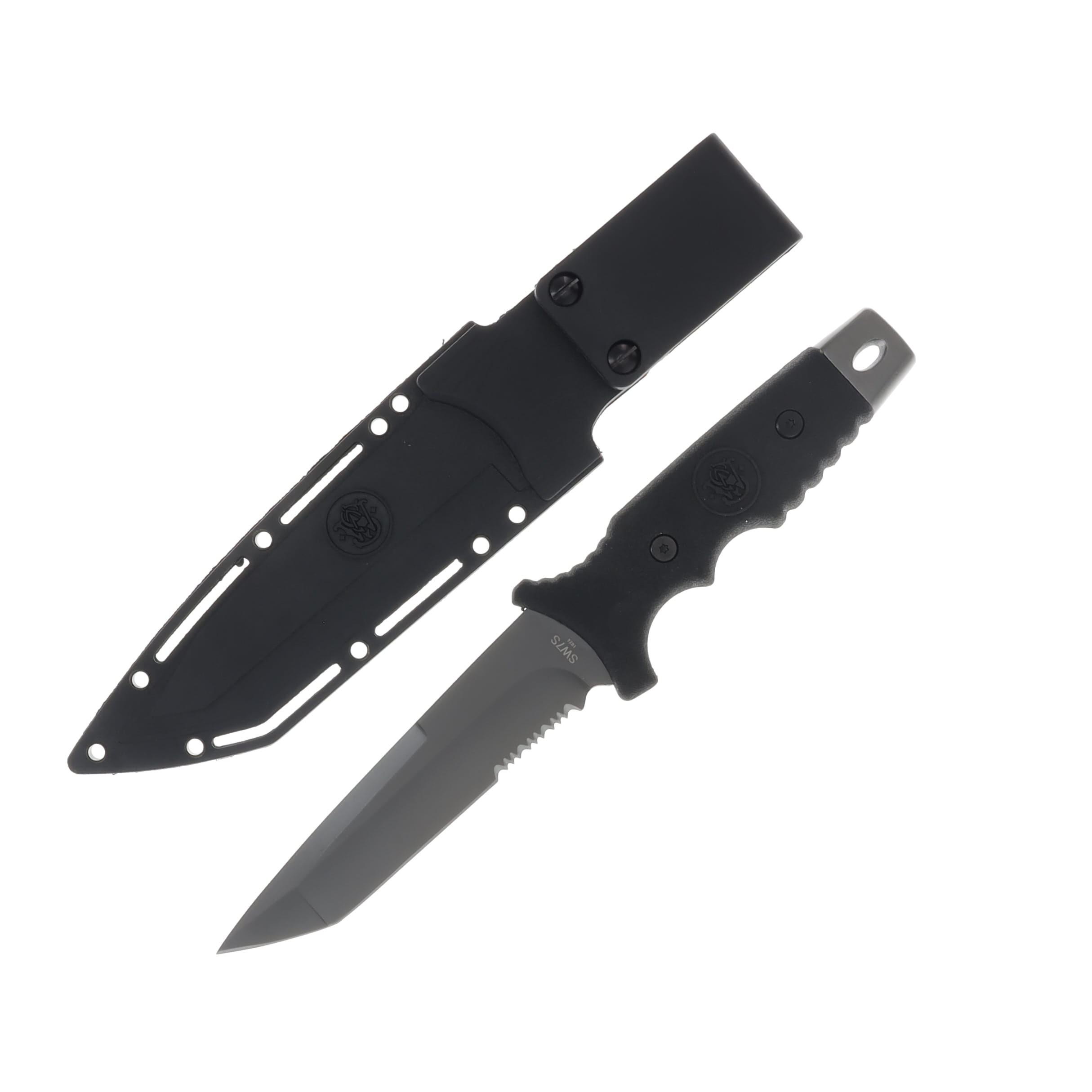 Smith and Wesson Special Ops Fixed Blade Knife 5.2in Part Serr Gray Tanto SW7S View 2
