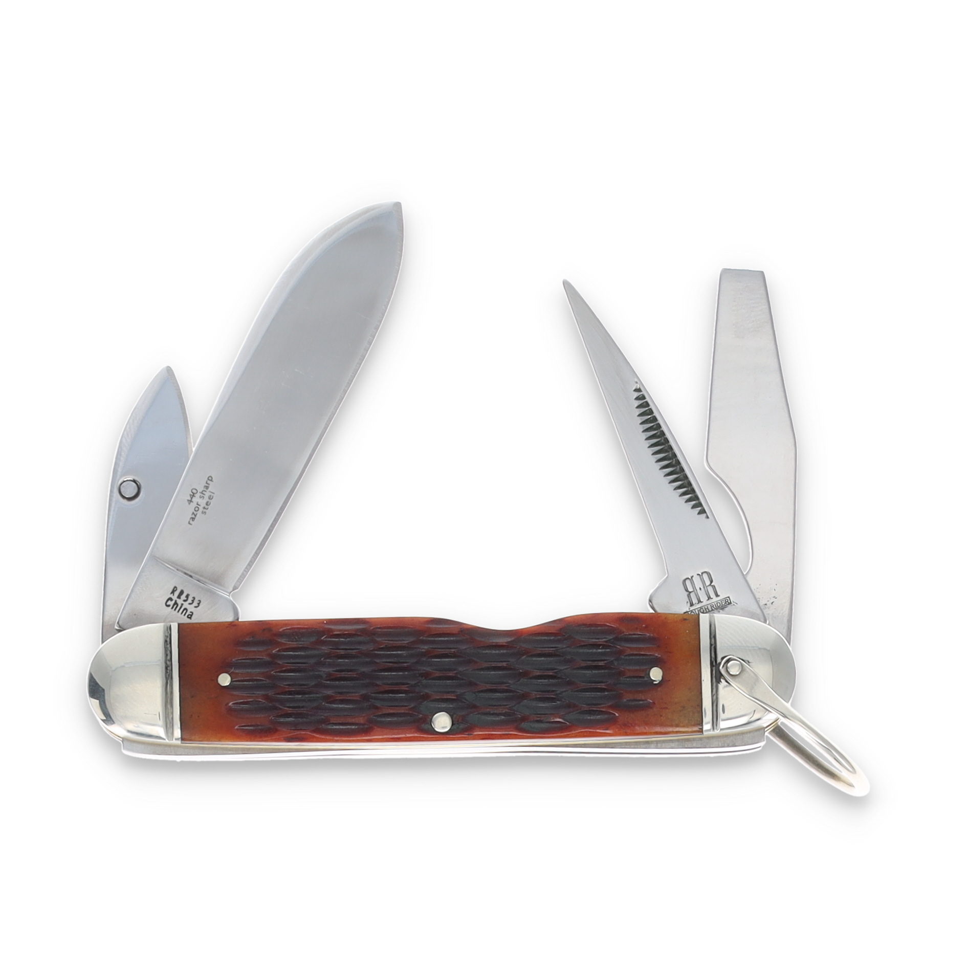 Rough Ryder Amber Jigged Bone Utility Knife RR533 View 2