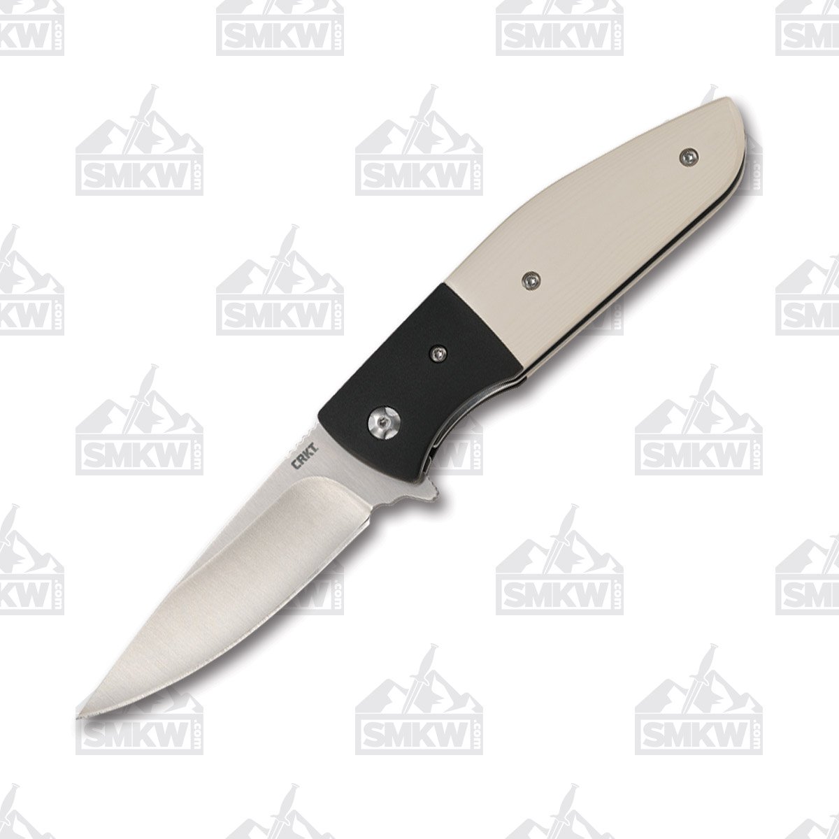 CRKT Curfew Folding Knife Ivory - Black 3.1in Plain Satin Drop Point CR2867 View 1