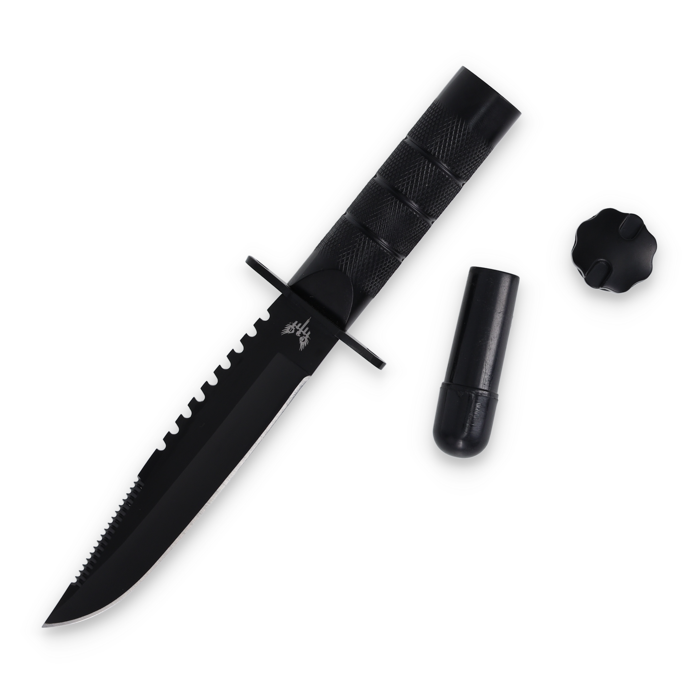 Combat Ready Survival Fixed Blade Knife Black with Survival Kit CBR376 View 2