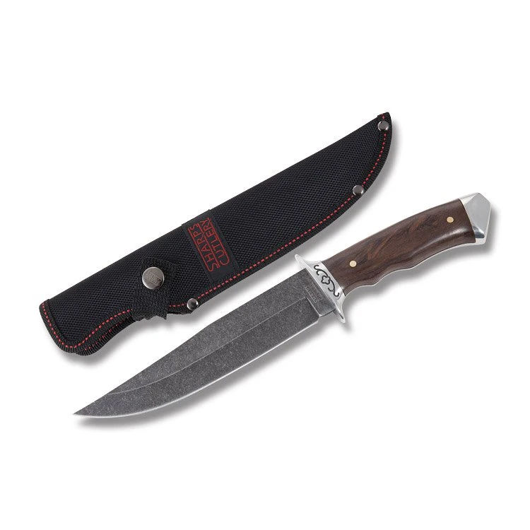 Frost Sharps Cutlery 12in Walnut Wood Fixed Blade Bowie Hunter FRSHP016 View 1