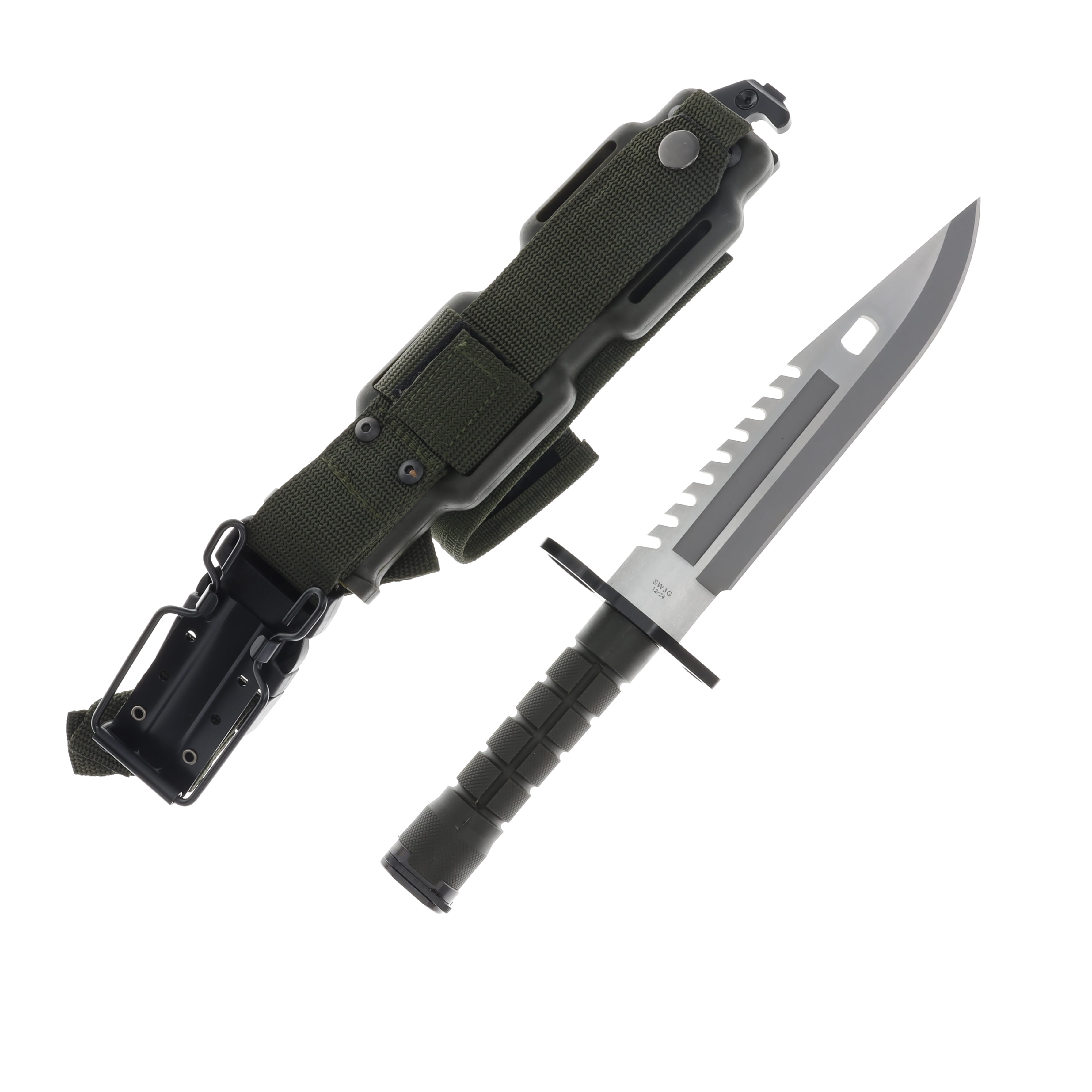 Smith and Wesson M9 Bayonet Bowie OD Green 7.8in Sawback Blade SW3G View 2