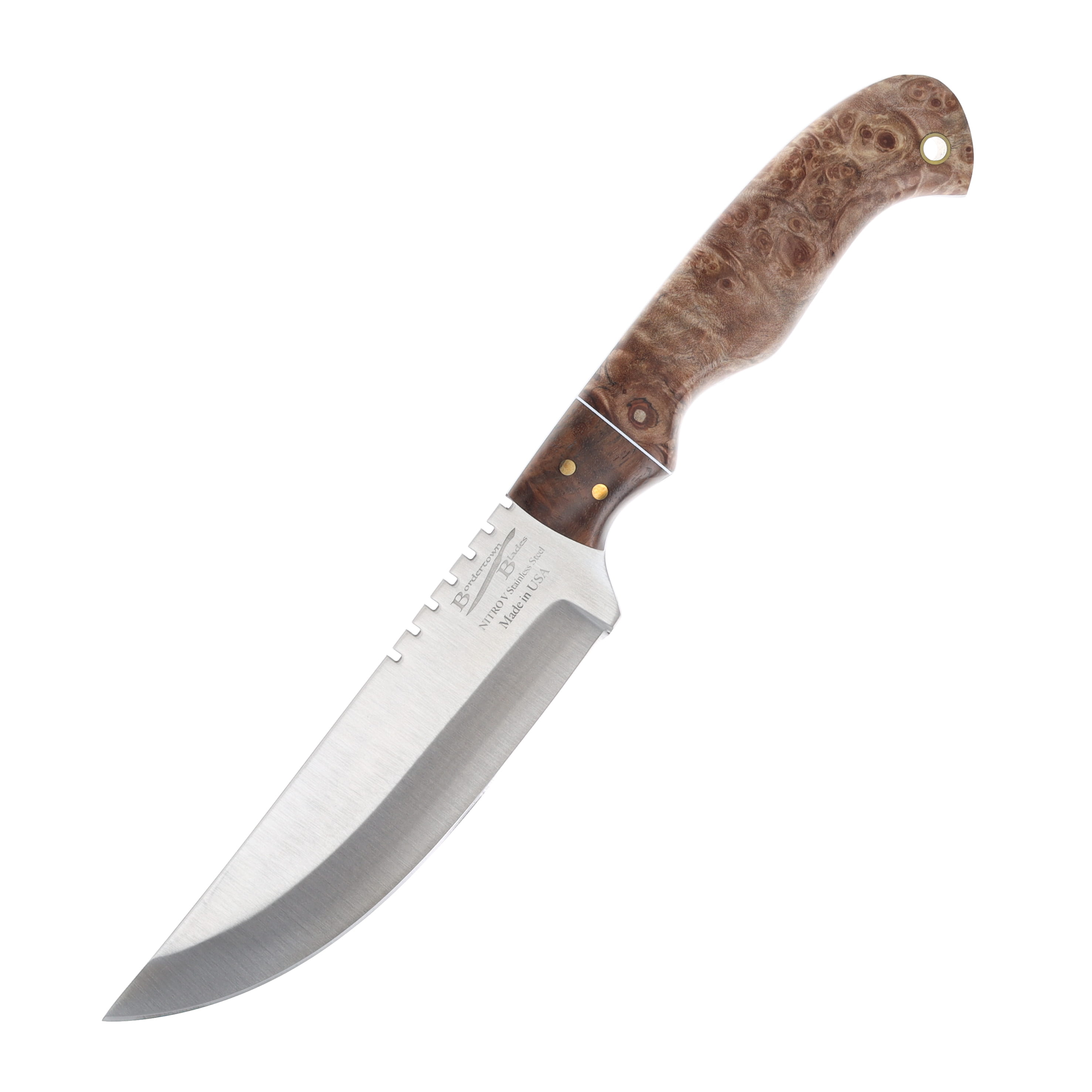 Bordertown Blades Camp Knife Maple Walnut 5in Plain Satin Straight Back SQ0783654 View 1