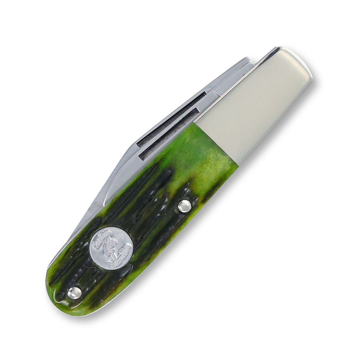 Bear & Son Hunter Green Stag Bone Barlow Folding Knife View 3