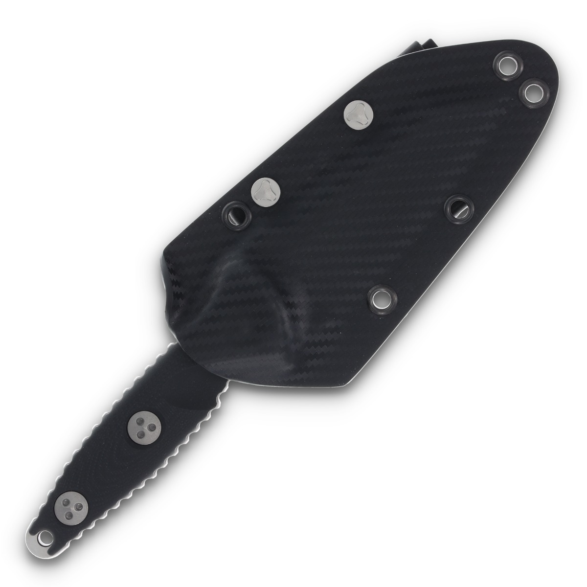 Microtech SOCOM Alpha Mini Warcom Fixed Blade 3.72in Stonewash Serrated Blade MT93M12 View 6