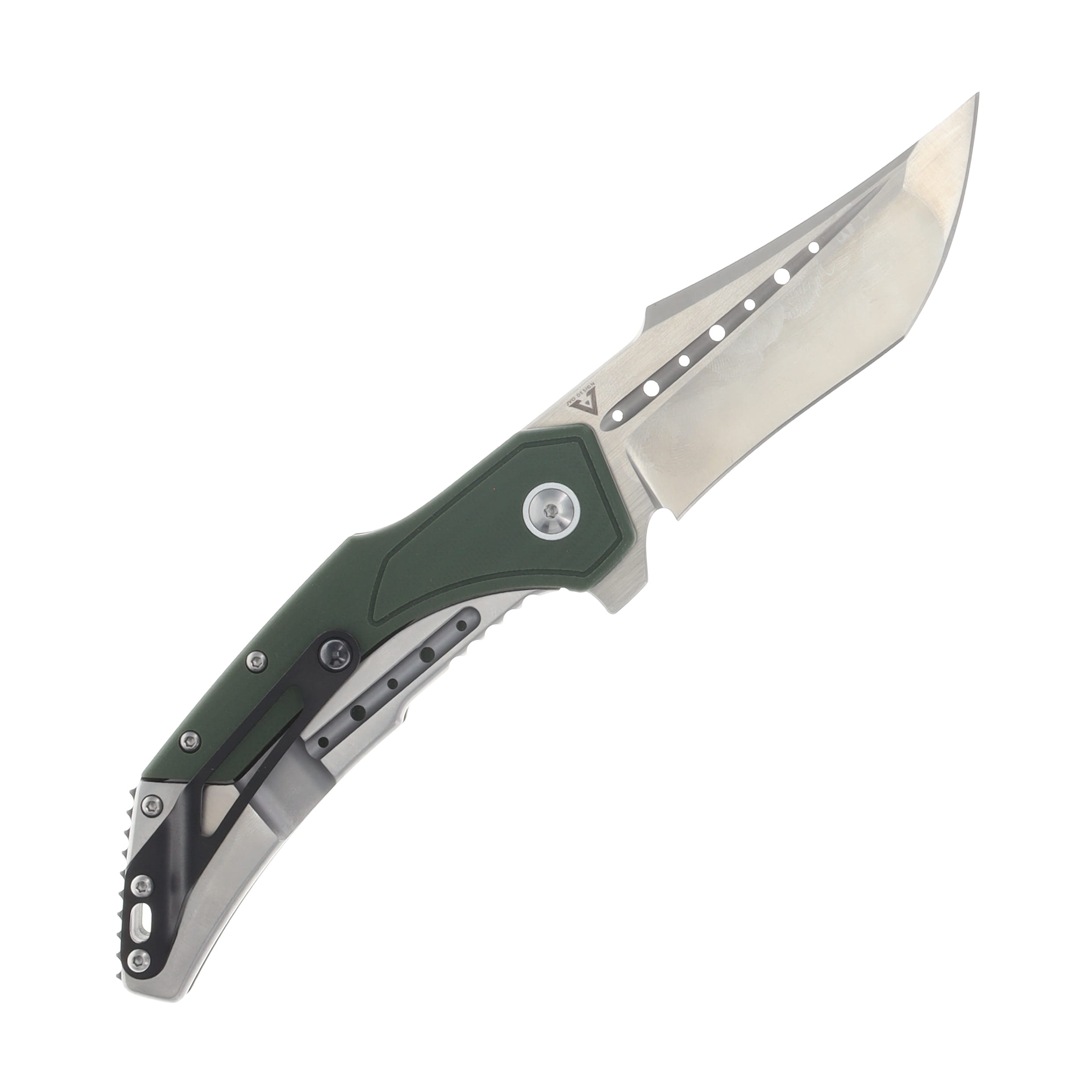 Begg Knives Astio Folding Knife OD Green 3.5in D2 Satin Recurve Tanto BG007 View 2