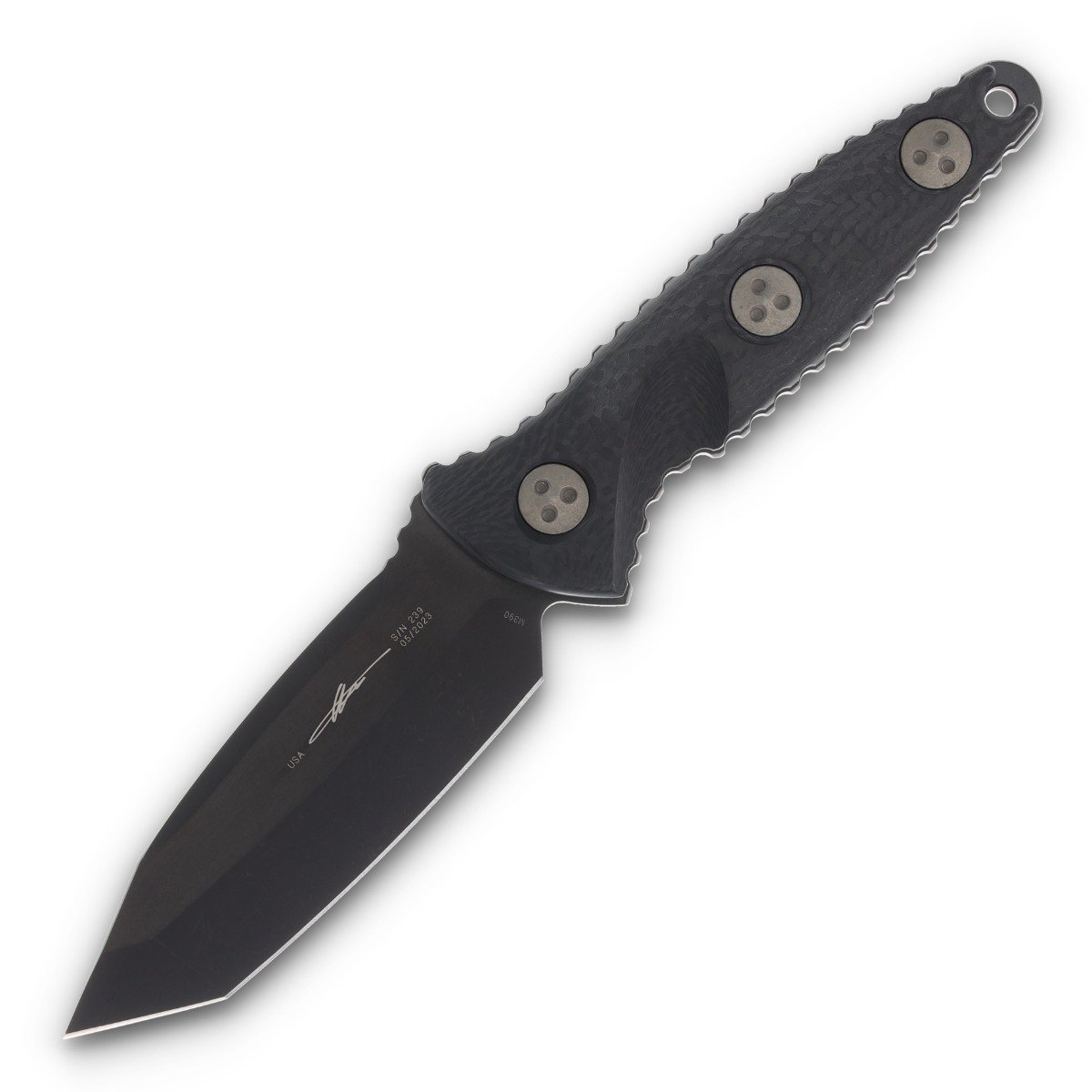 Microtech Signature Series Socom Alpha Mini Fixed Blade Carbon Fiber 3.72in DLC Tanto MT114M1DLCCFS View 1