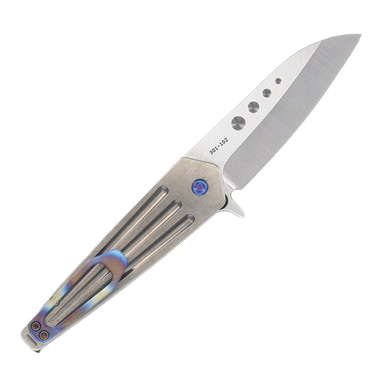 Medford Nosferatu Flipper 3.5in Tumbled Spear Point Blade Flamed View 2