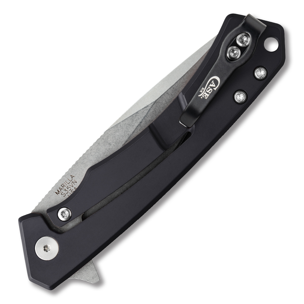 Case Marilla Framelock Folding Knife (2023 Blade Show Edition, Black and Blue Marbled Carbon Fiber) CA25895 View 4