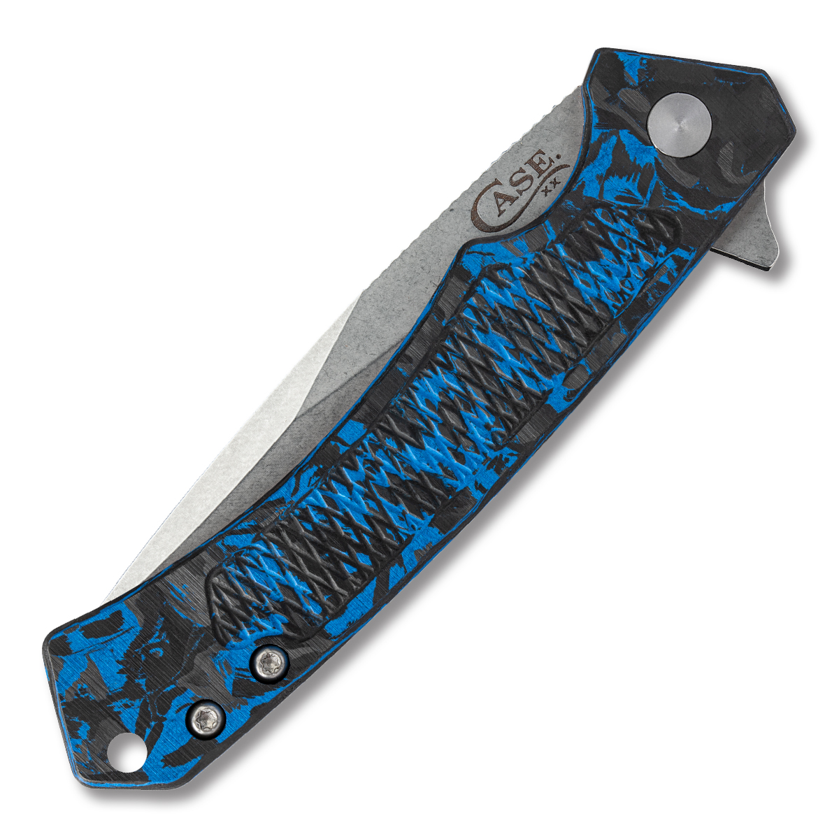 Case Marilla Framelock Folding Knife (2023 Blade Show Edition, Black and Blue Marbled Carbon Fiber) CA25895 View 3