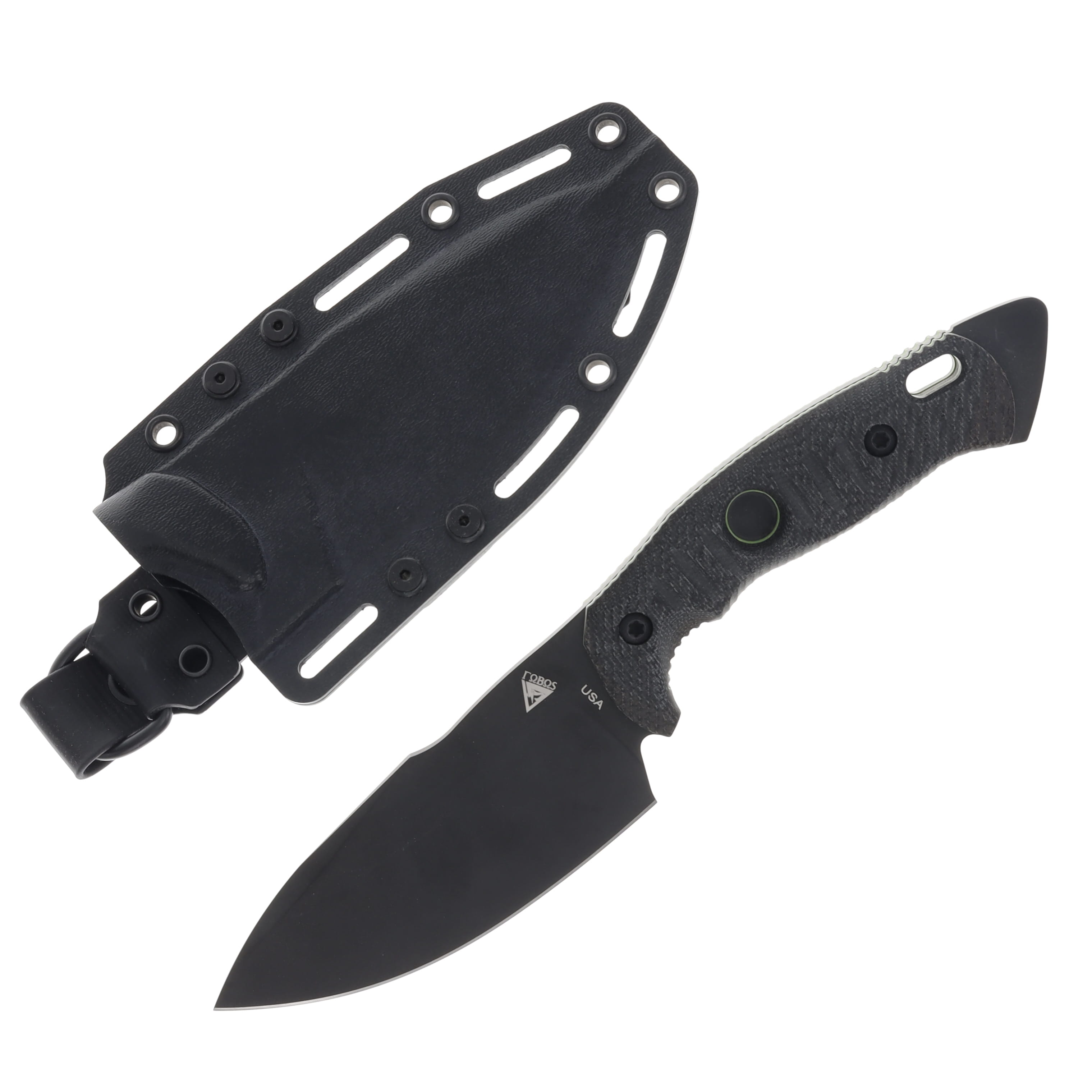 Fobos Alaris 3V Fixed Blade Black/Green 5" Black FOB037 View 1