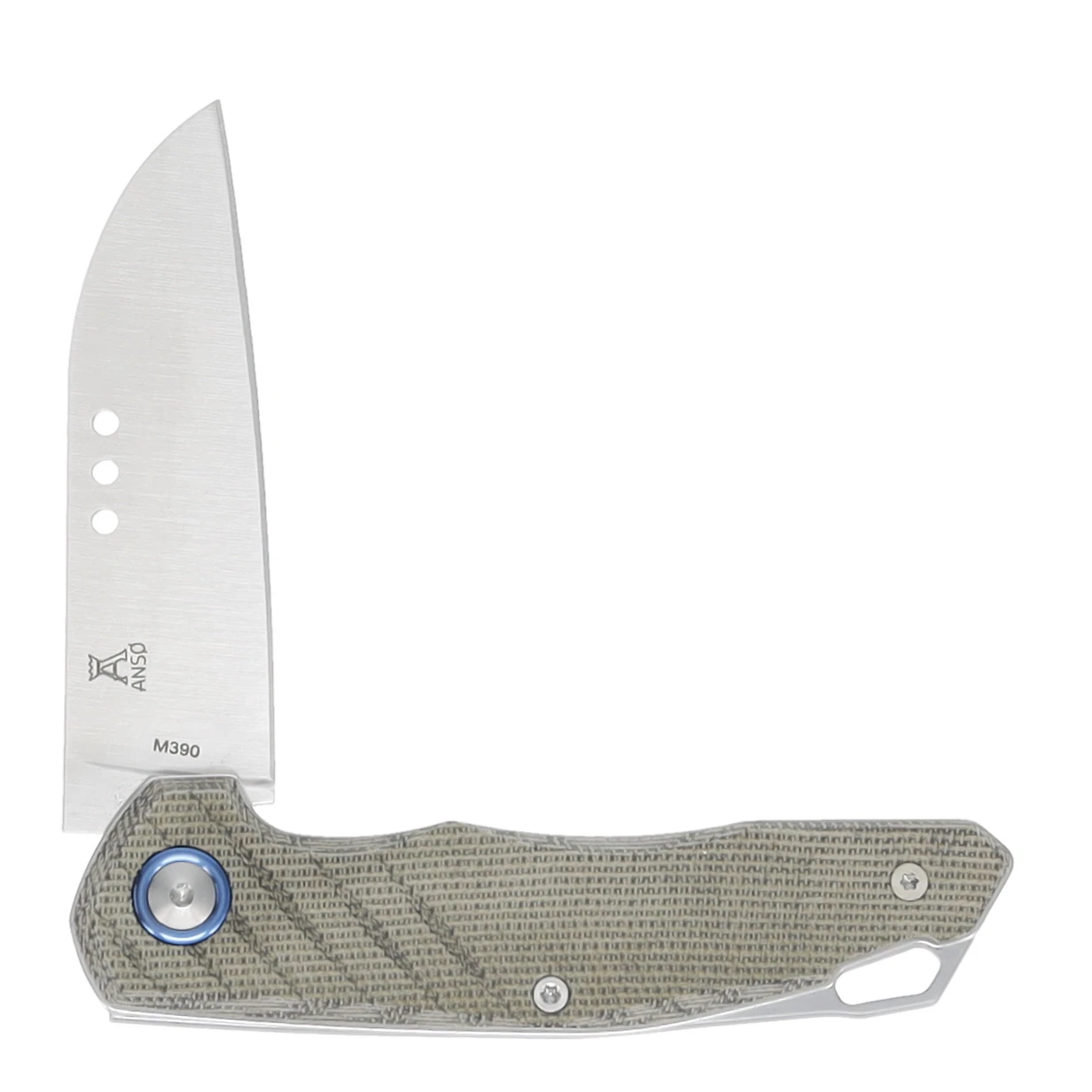 MKM Knives Anso Root Folding Knife Green Canvas Micarta 2.8in Satin Blade MK RT-GC View 4