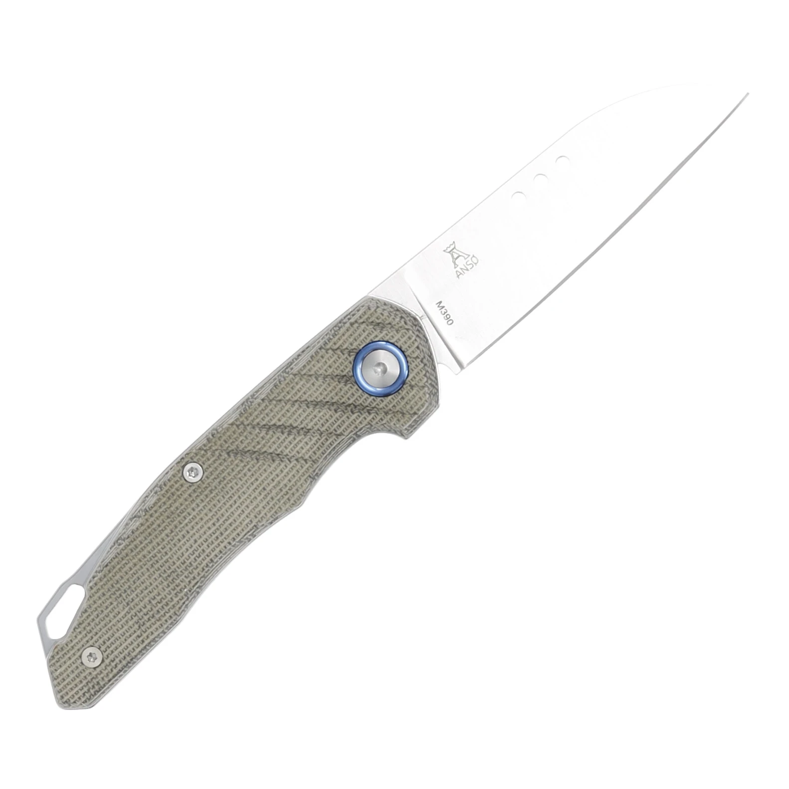 MKM Knives Anso Root Folding Knife Green Canvas Micarta 2.8in Satin Blade MK RT-GC View 2